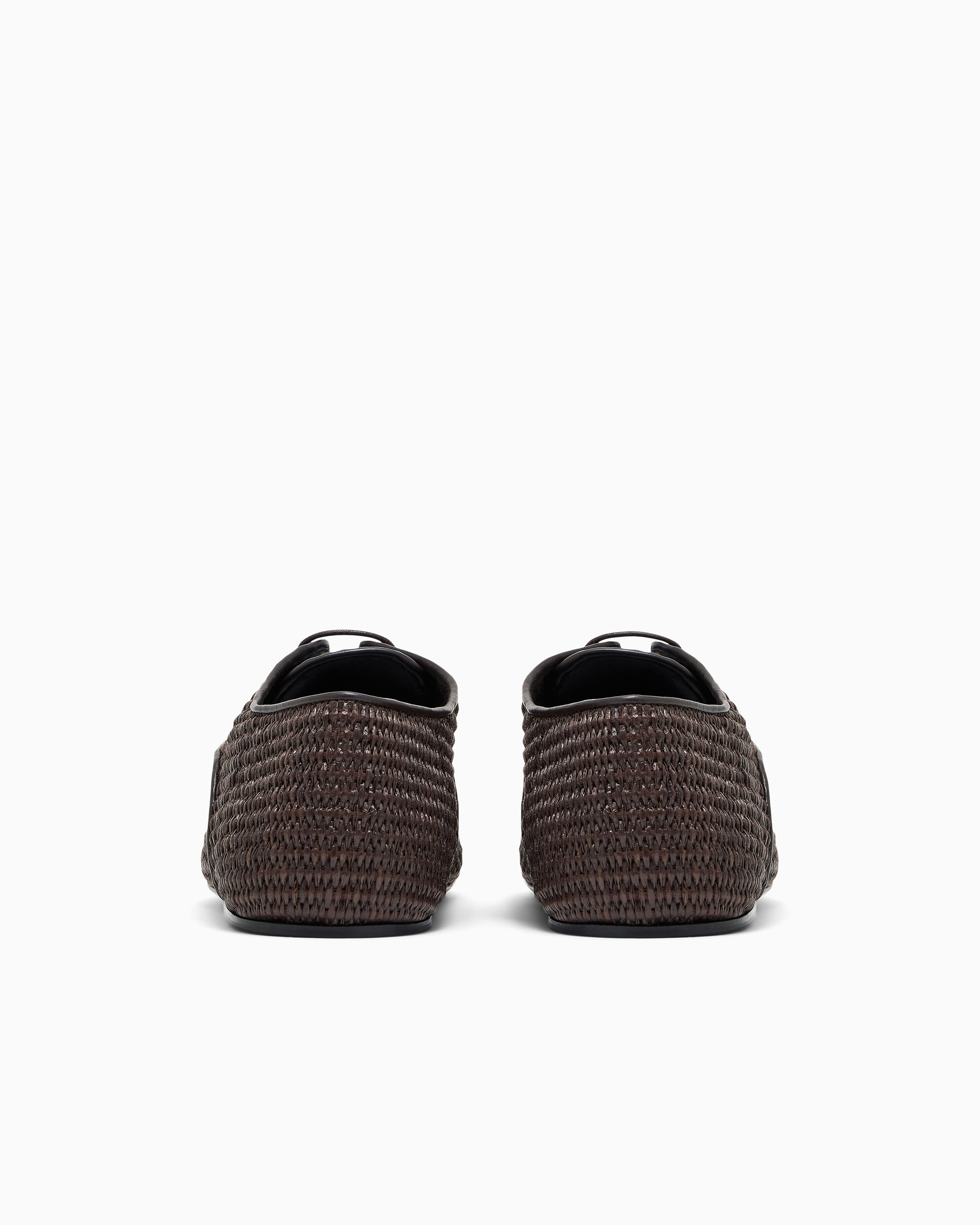 Emporio Armani Lace-Ups In Woven Raffia Brown