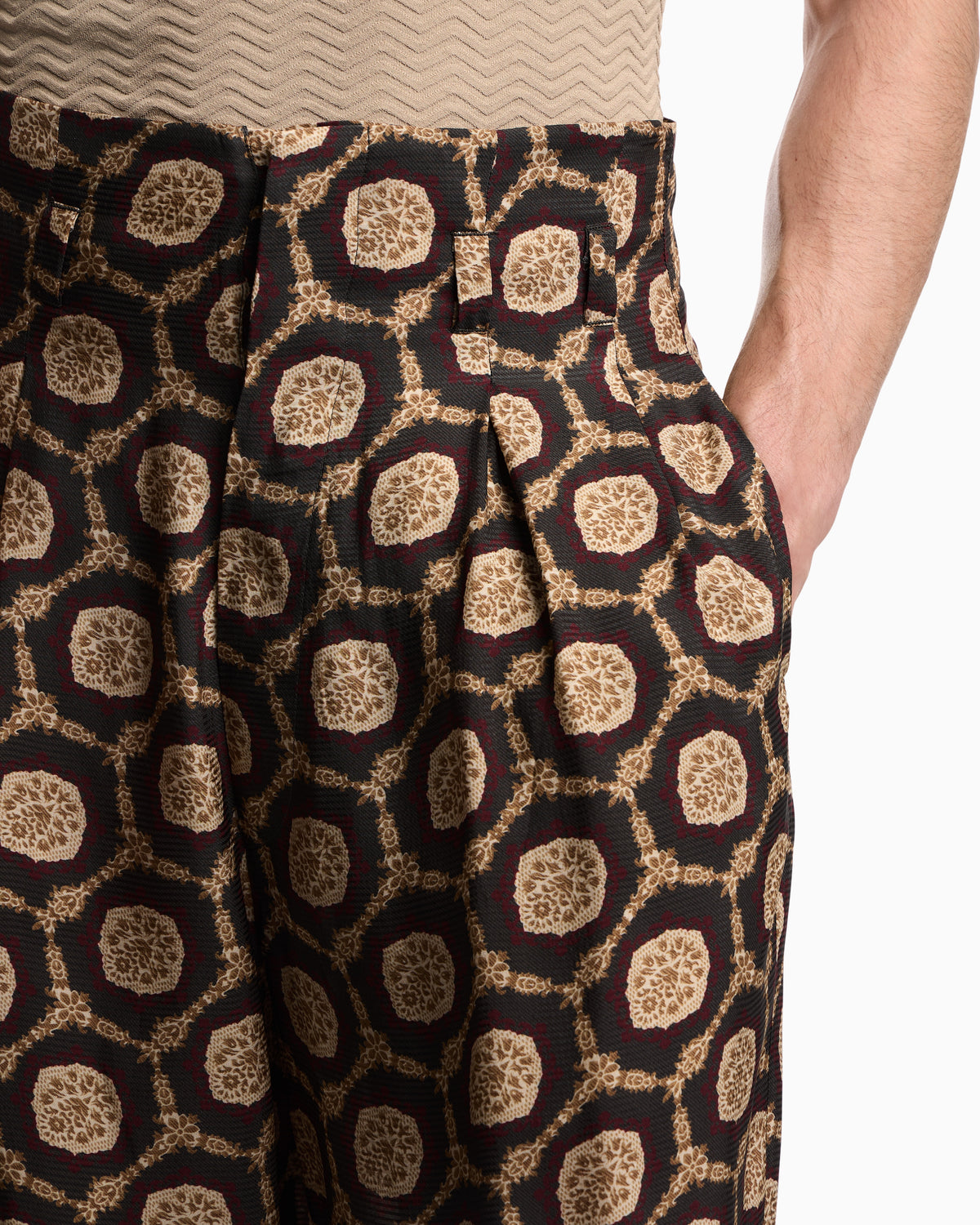 Emporio Armani Silk trousers with all-over print