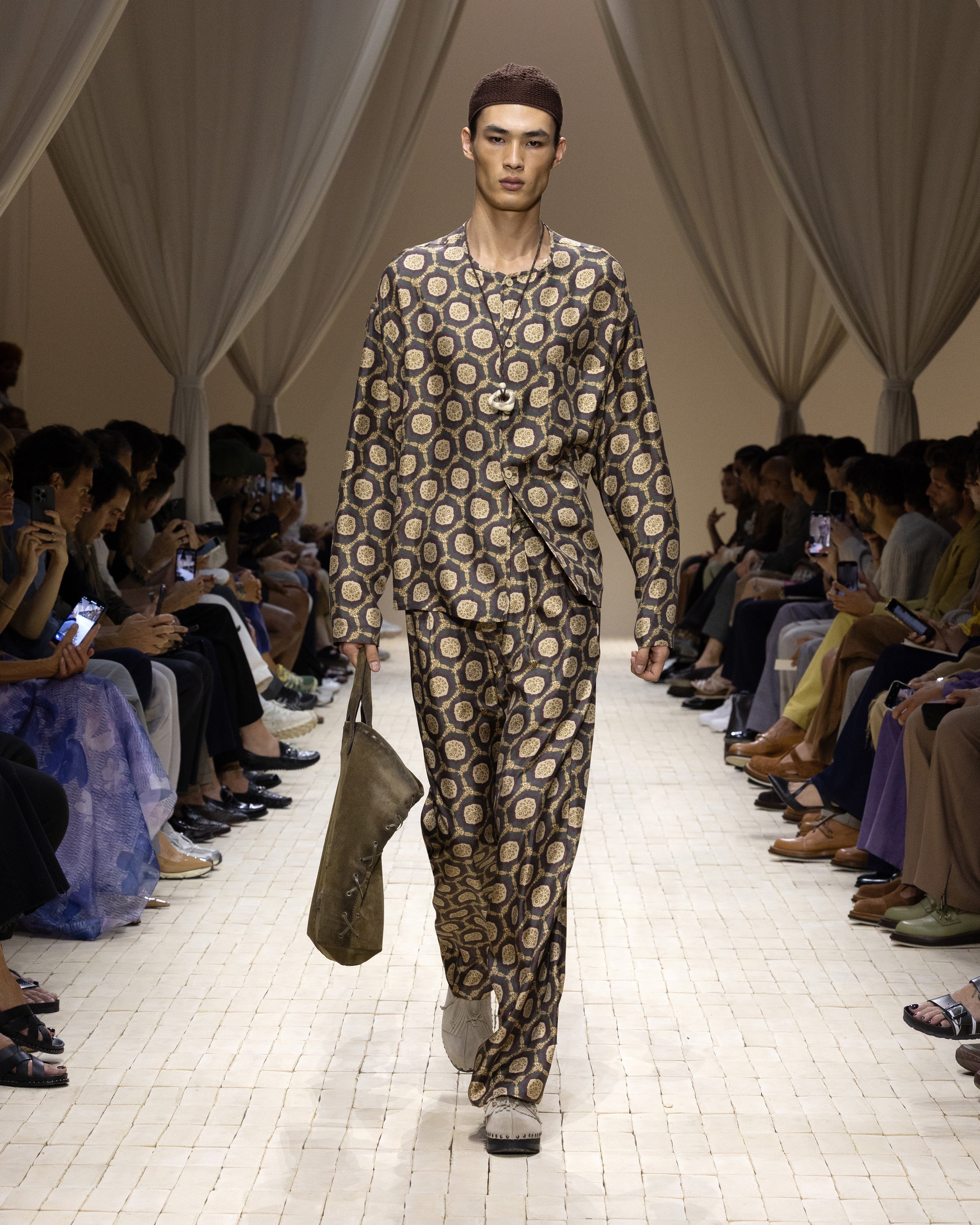 Emporio Armani Silk trousers with all-over print