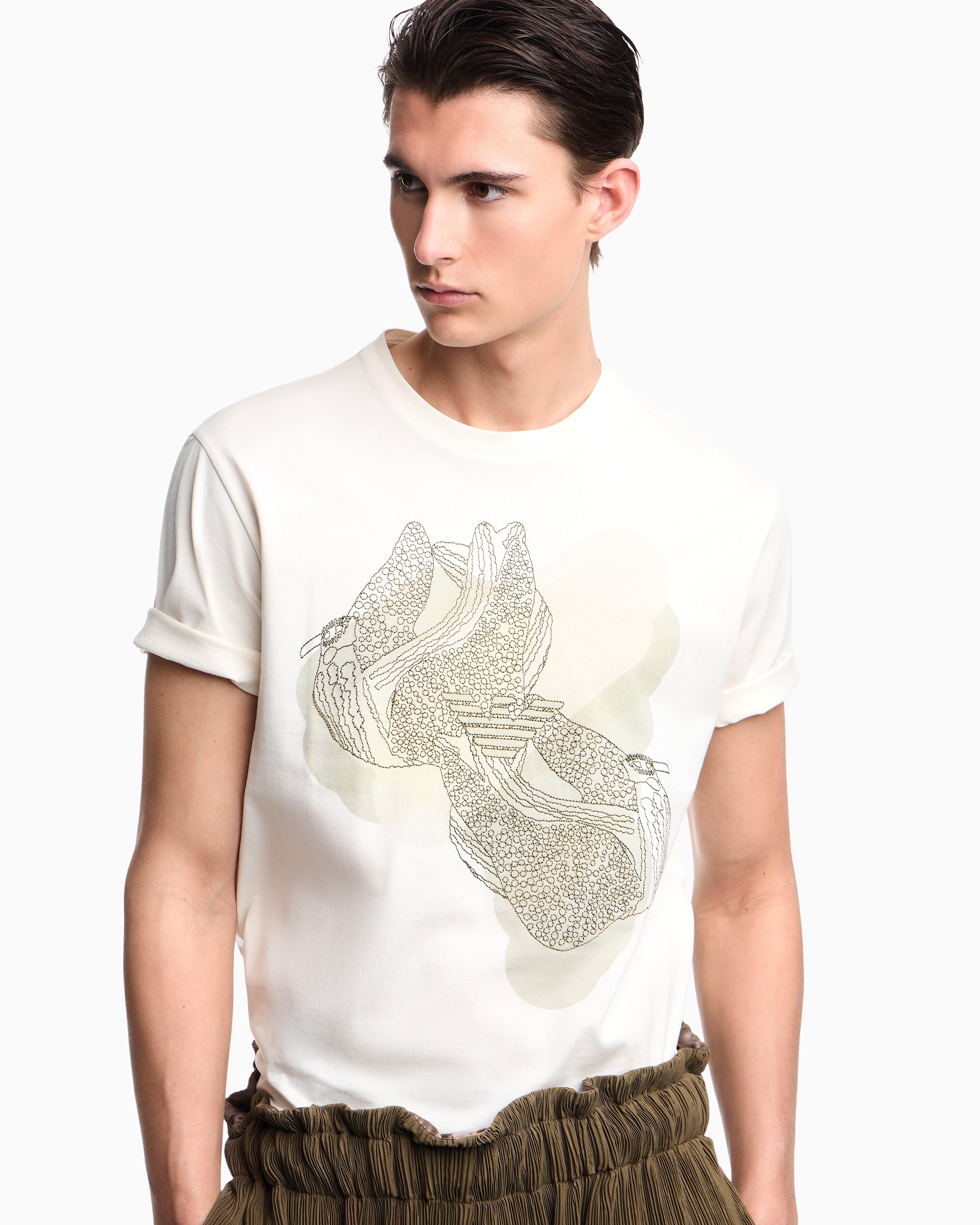 Emporio Armani Jersey T-shirt with embroidery and print