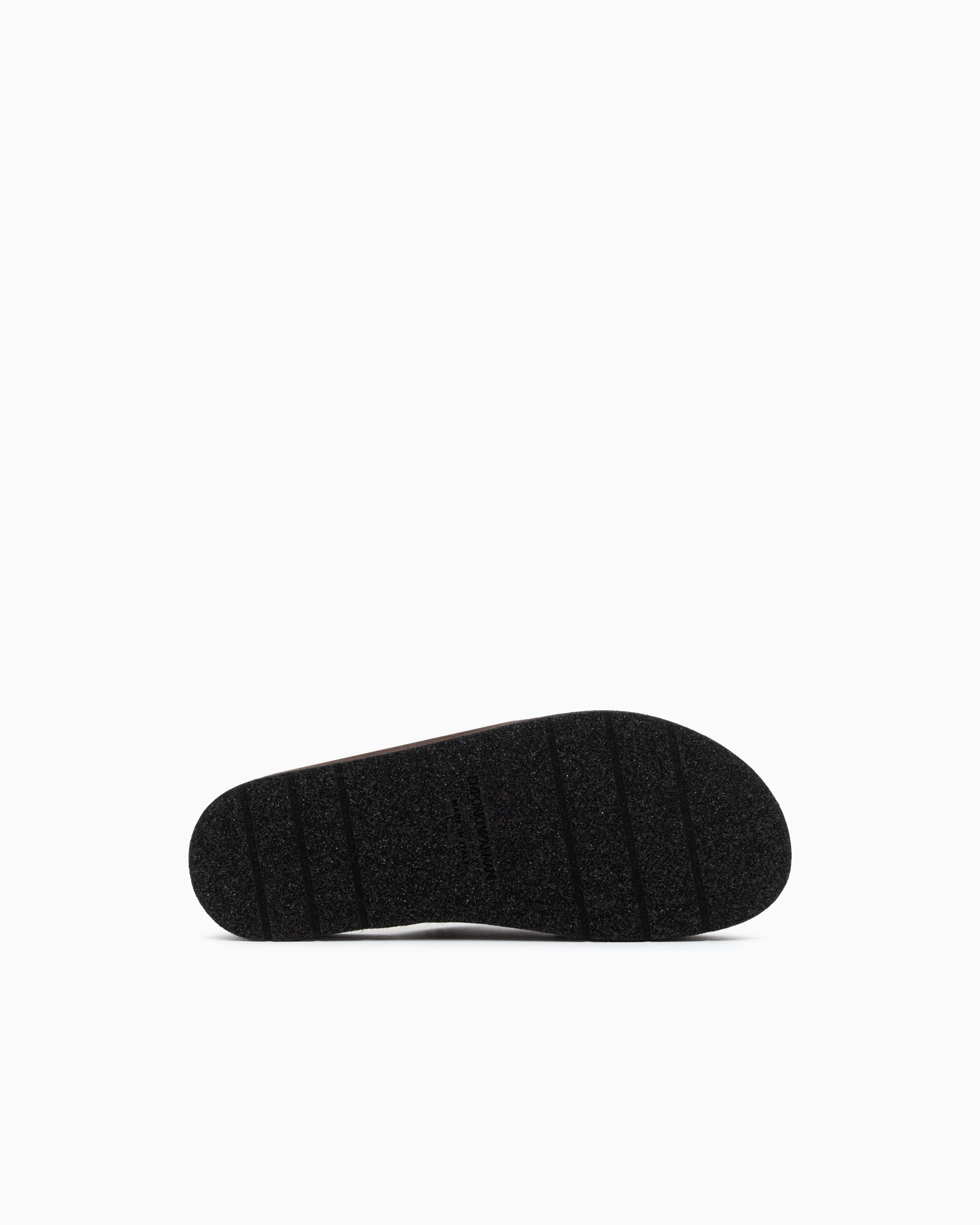 Emporio Armani Velour Suede Flip-Flop Sandals Brown