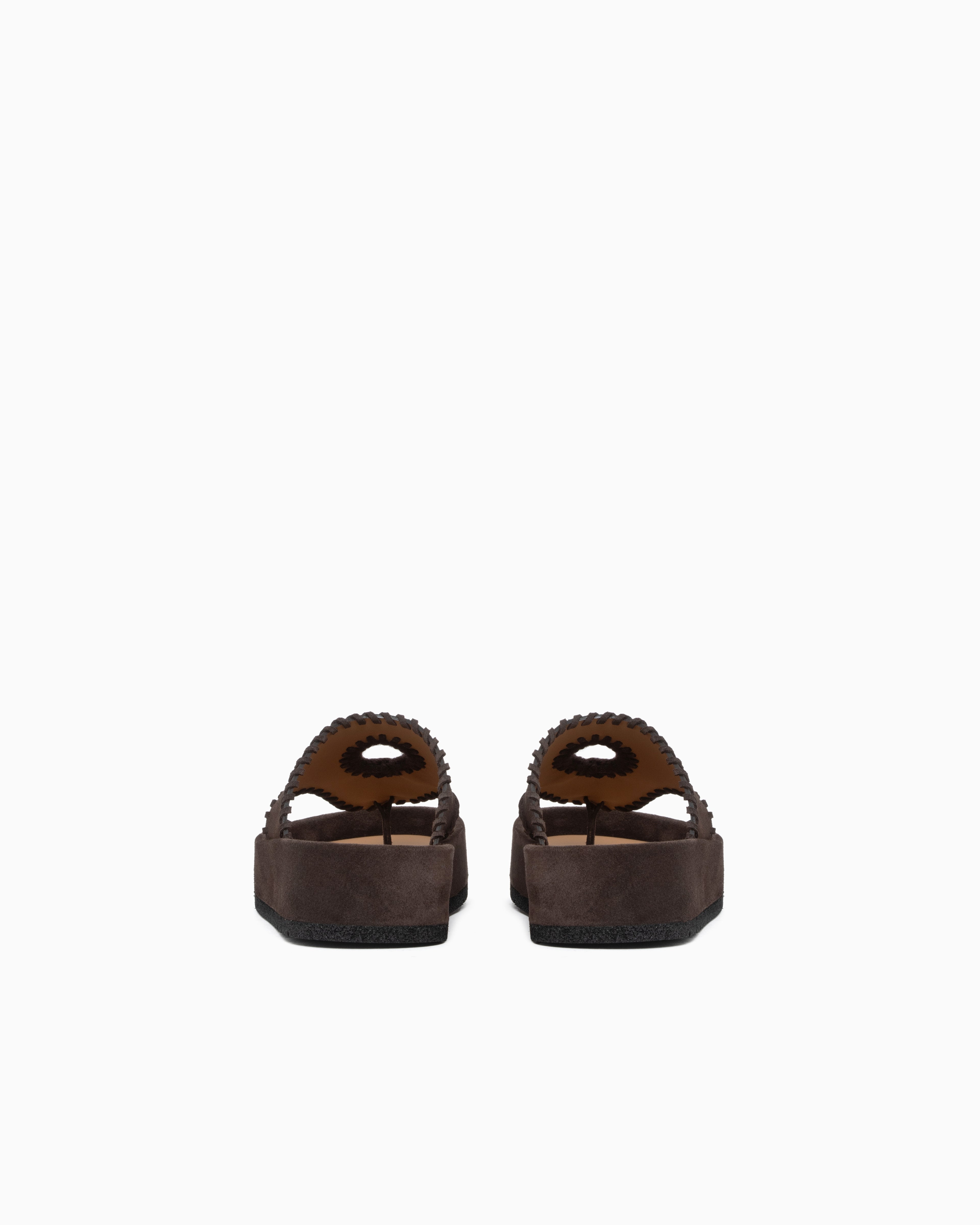 Emporio Armani Velour Suede Flip-Flop Sandals Brown