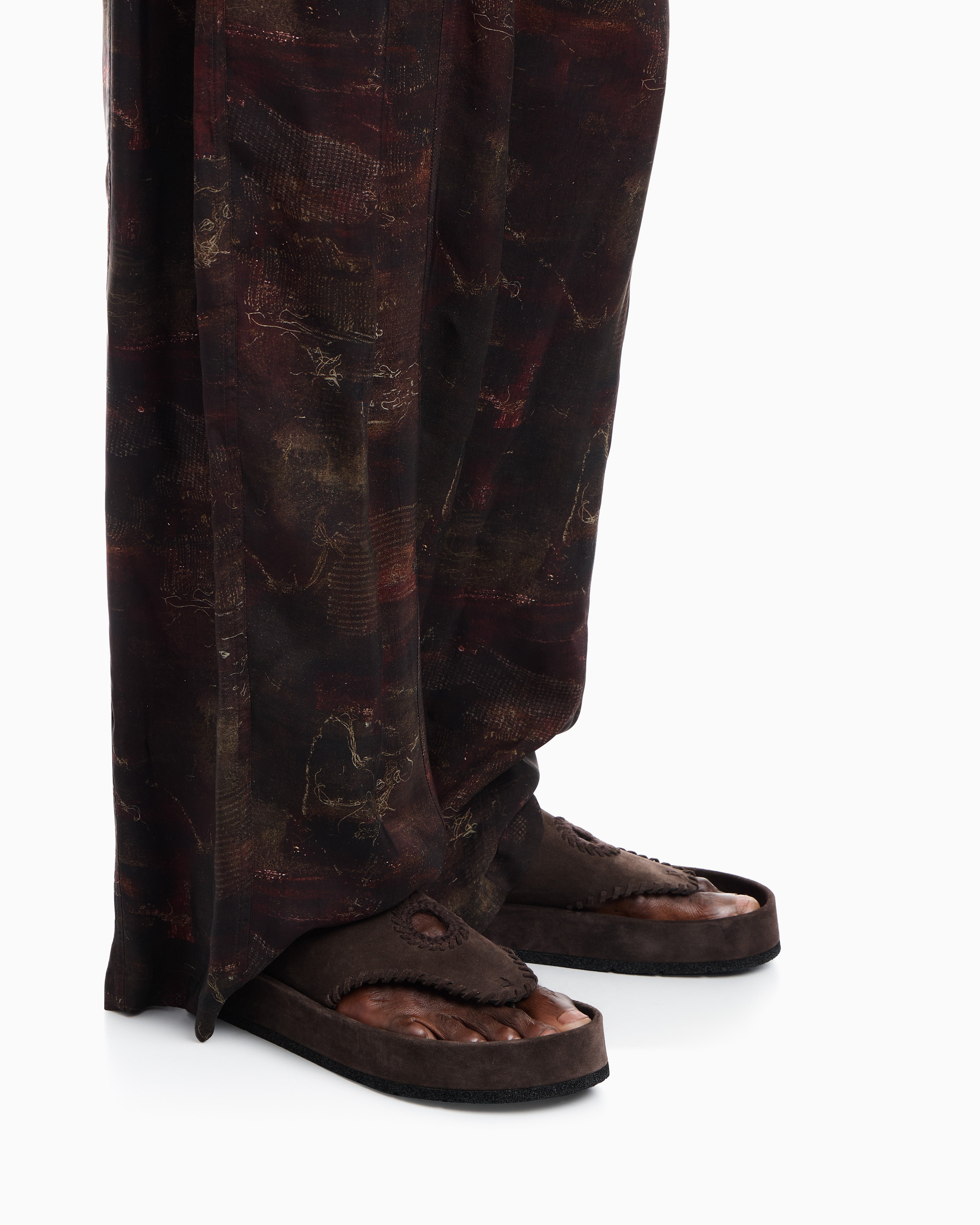 Emporio Armani Velour Suede Flip-Flop Sandals Brown