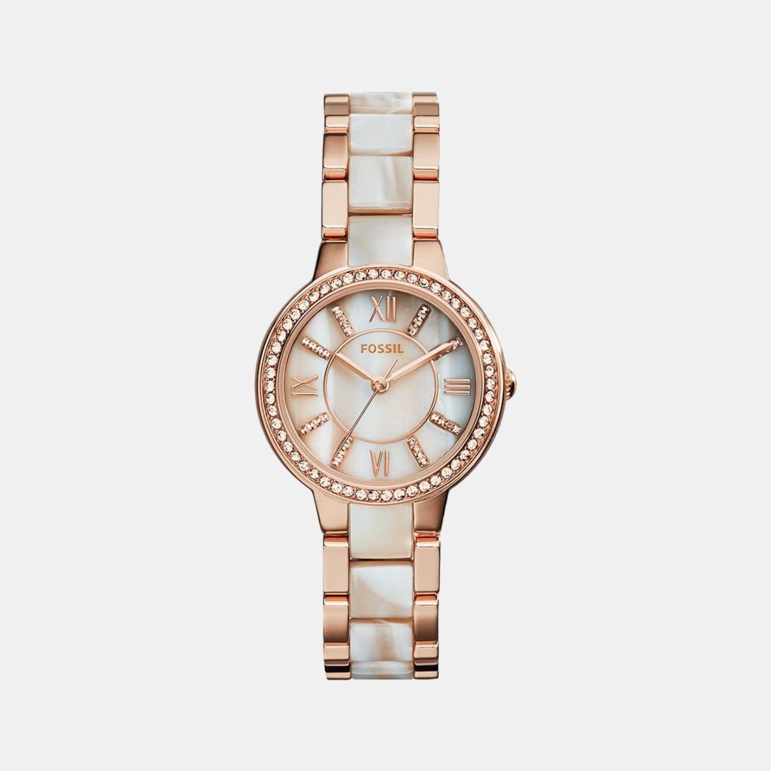 Fossil Virginia Women Quartz Mother Of Pearl Dial Analog Stainless Steel Watch Es3716