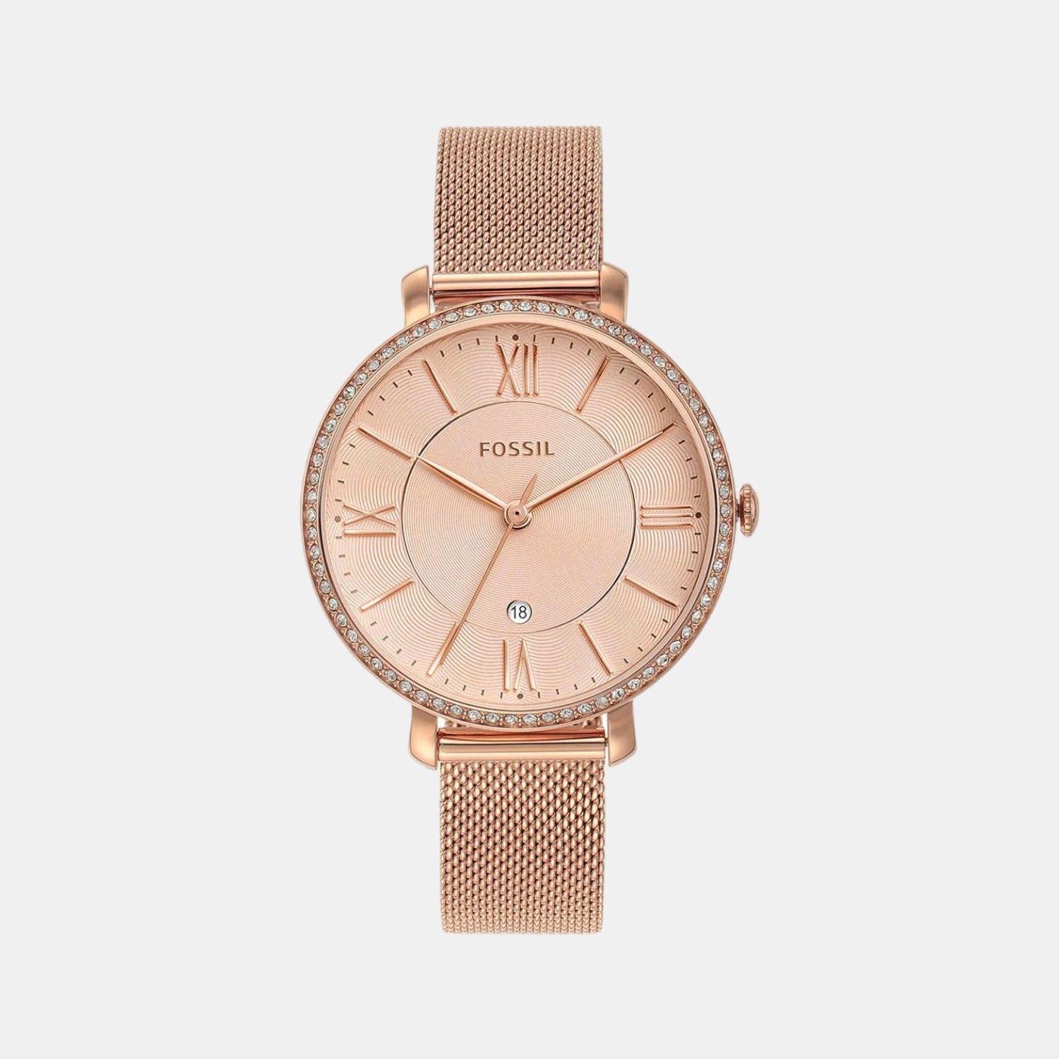 Fossil Jacqueline Women Quartz Pink Dial Analog Mesh Watch Es4628