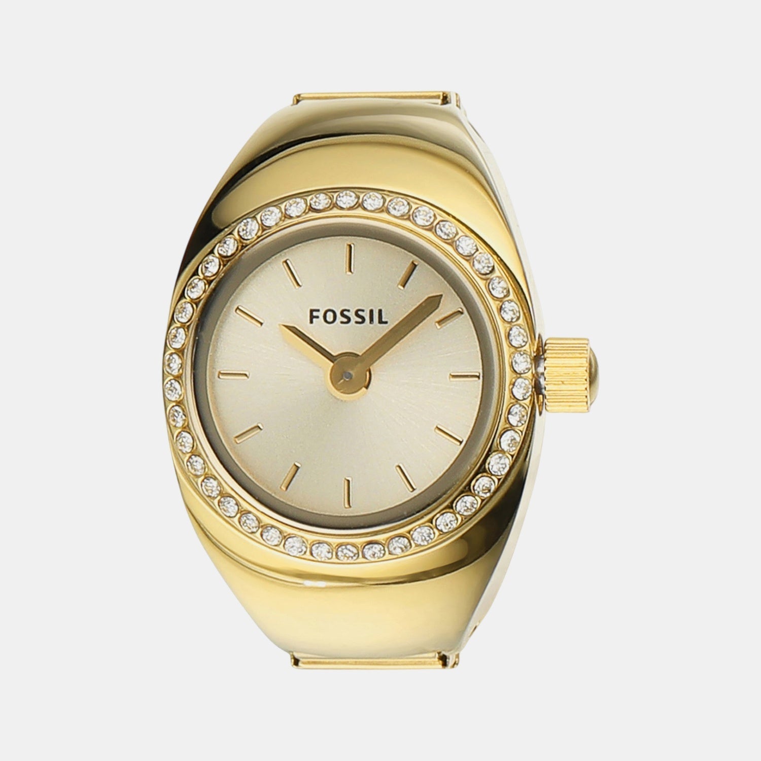 Fossil Watch Ring Women Quartz Gold Dial Analog Stainless Steel Watch Es5319