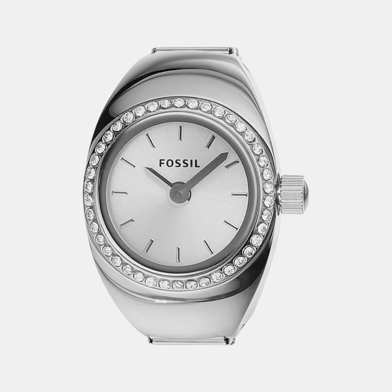 Fossil Watch Ring Women Quartz Silver Dial Analog Stainless Steel Watch Es5321