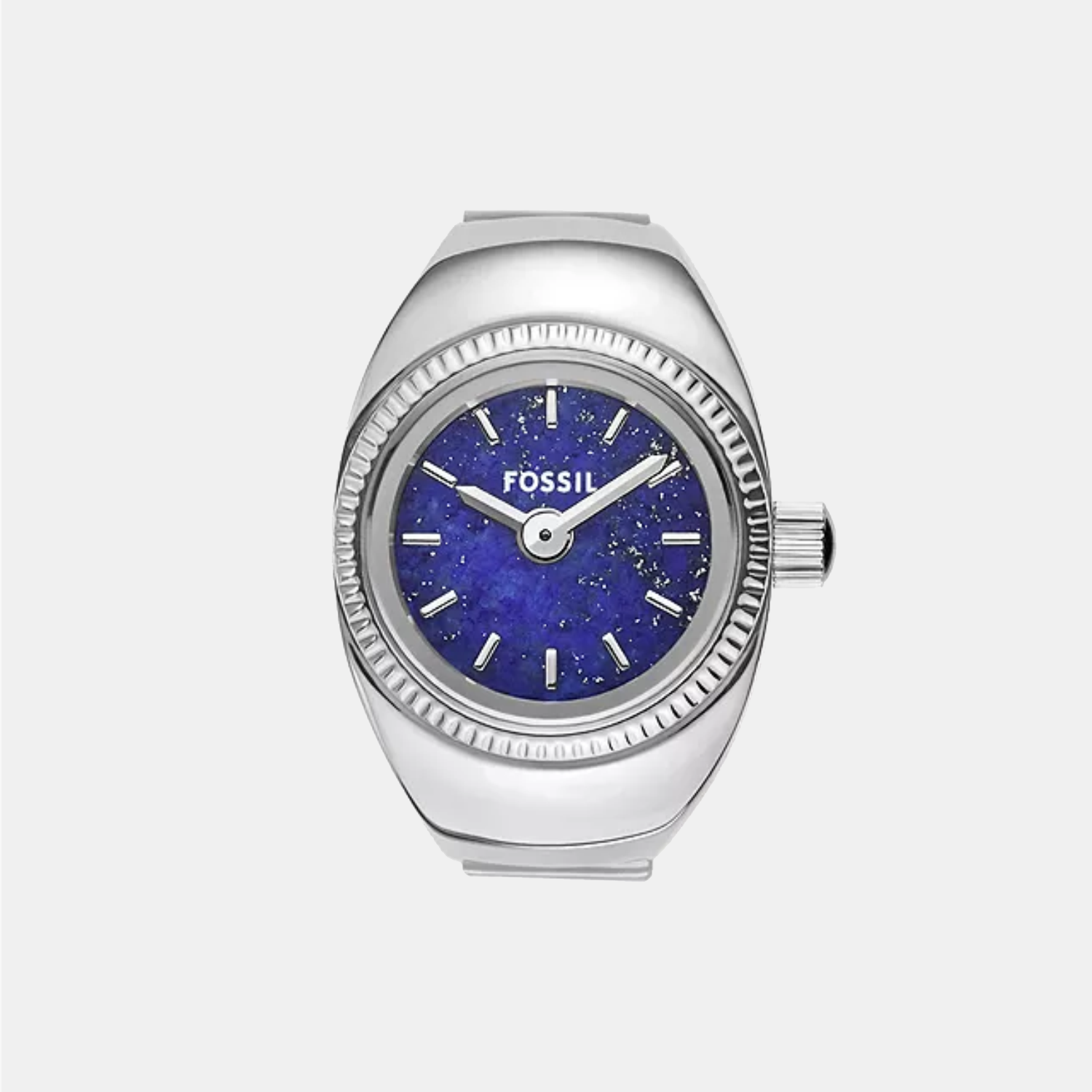 Fossil Watch Ring Women Quartz Blue Dial Analog Stainless Steel Watch Es5347