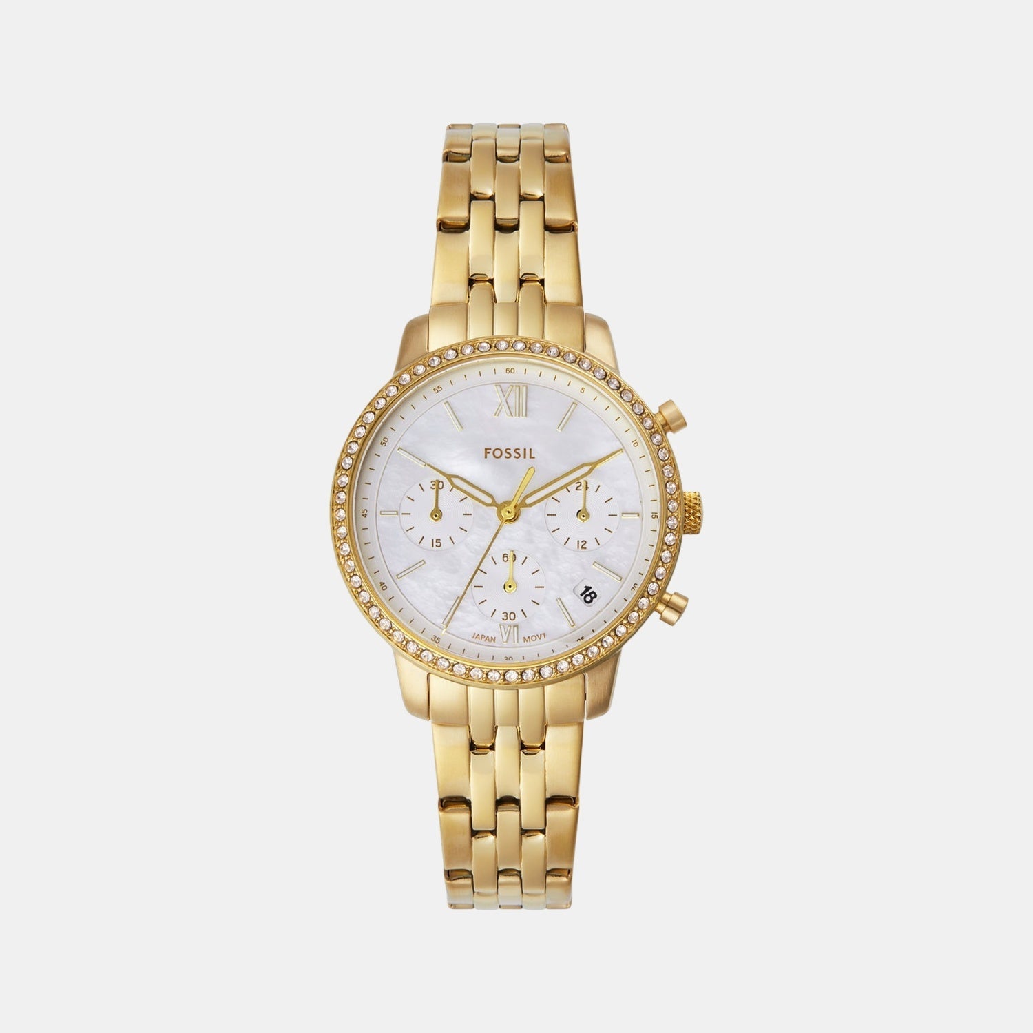 Fossil Neutra Women Quartz White Dial Chronograph Stainless Steel Watch Es5358