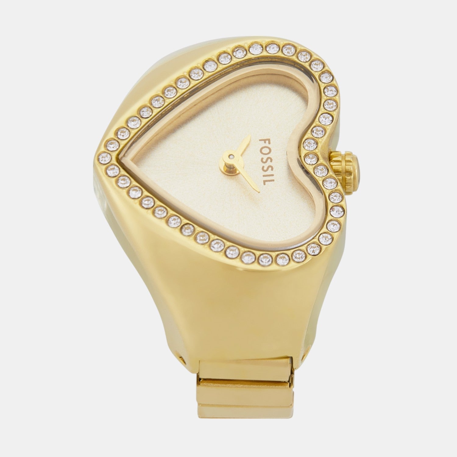 Fossil Watch Ring Women Quartz Gold Dial Analog Stainless Steel Watch Es5407