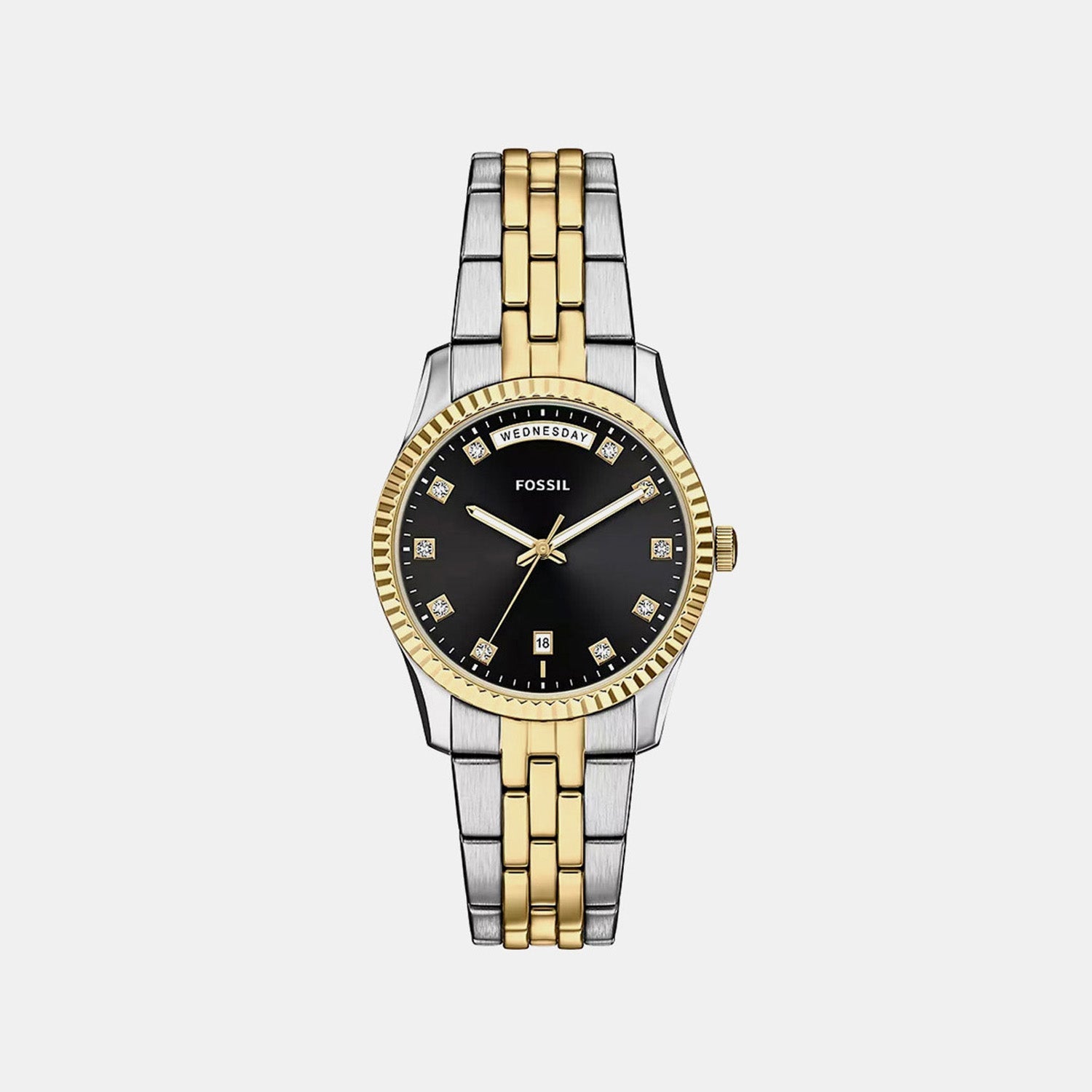Fossil Scarlette Women Quartz Black Dial Analog Stainless Steel Watch Es5458