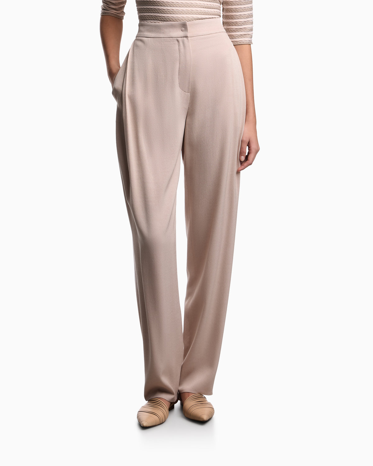 Emporio Armani Washed twill trousers with side crease