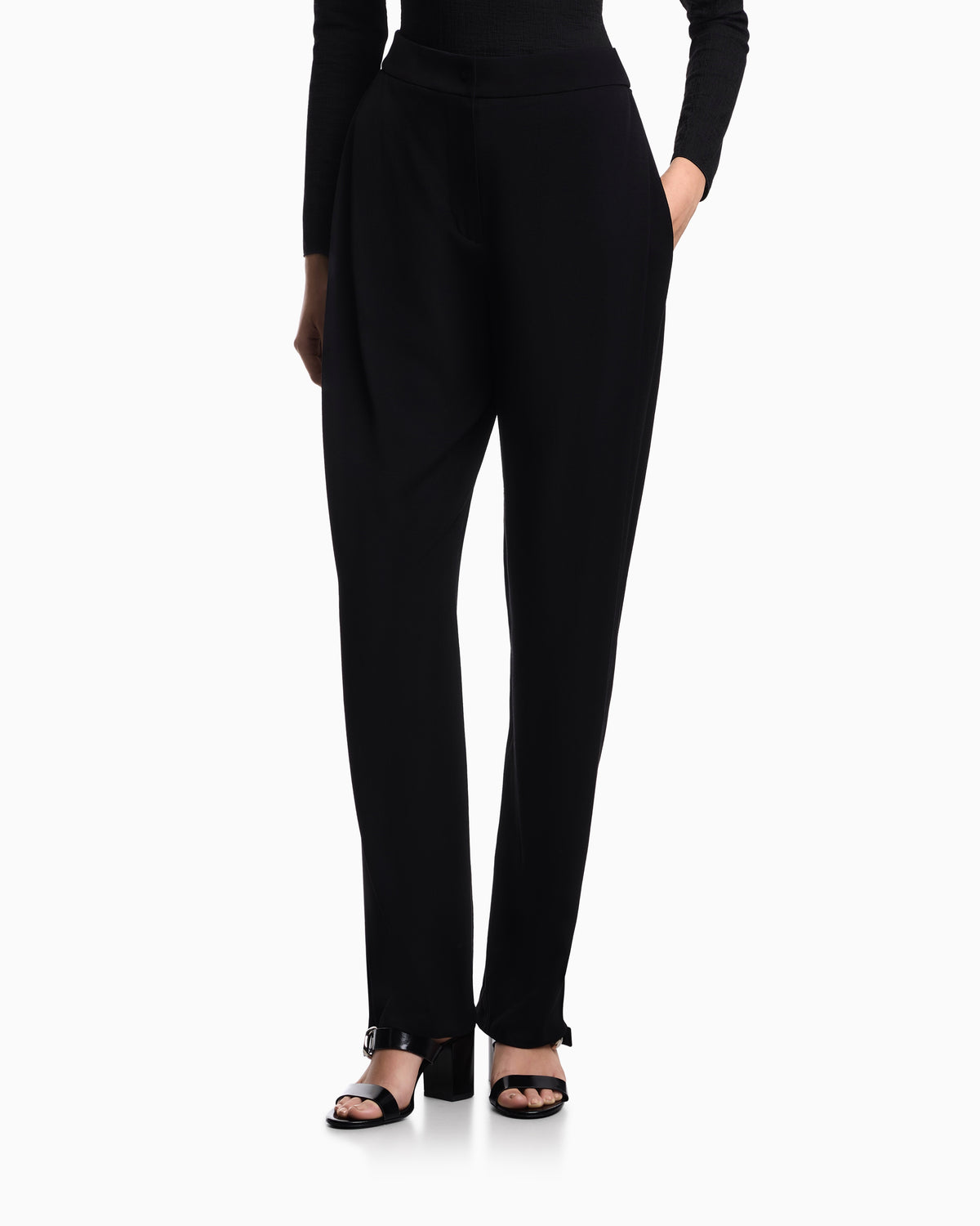 Emporio Armani Washed twill trousers with side crease