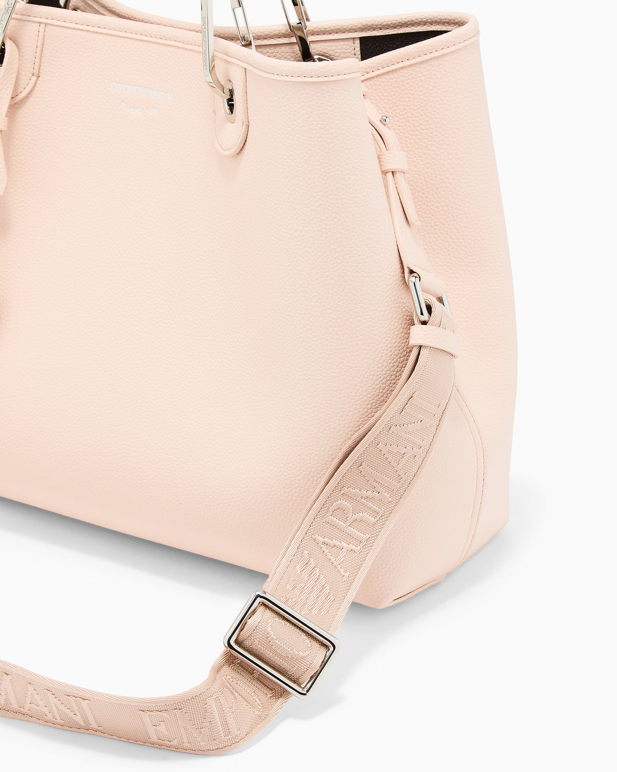 Emporio Armani Shopping bag with a pebbled texture and dual top handles