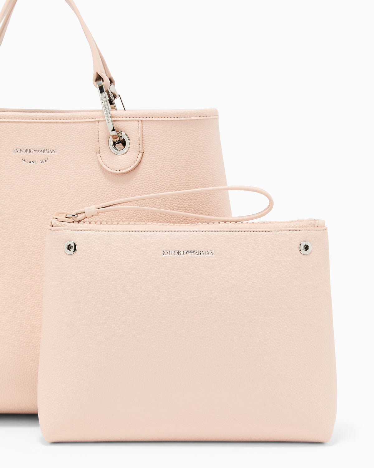 Emporio Armani Shopping bag with a pebbled texture and dual top handles