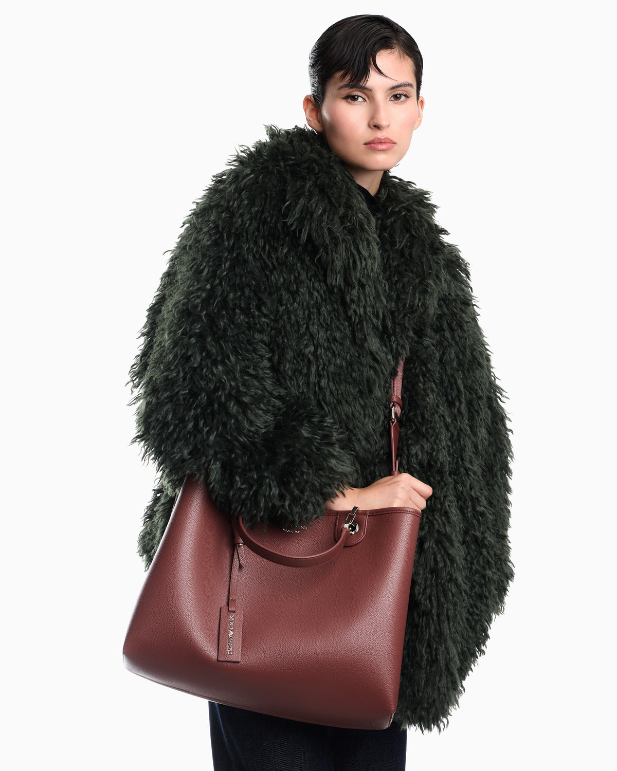 Emporio Armani Shopping bag with a pebbled texture and dual top handles