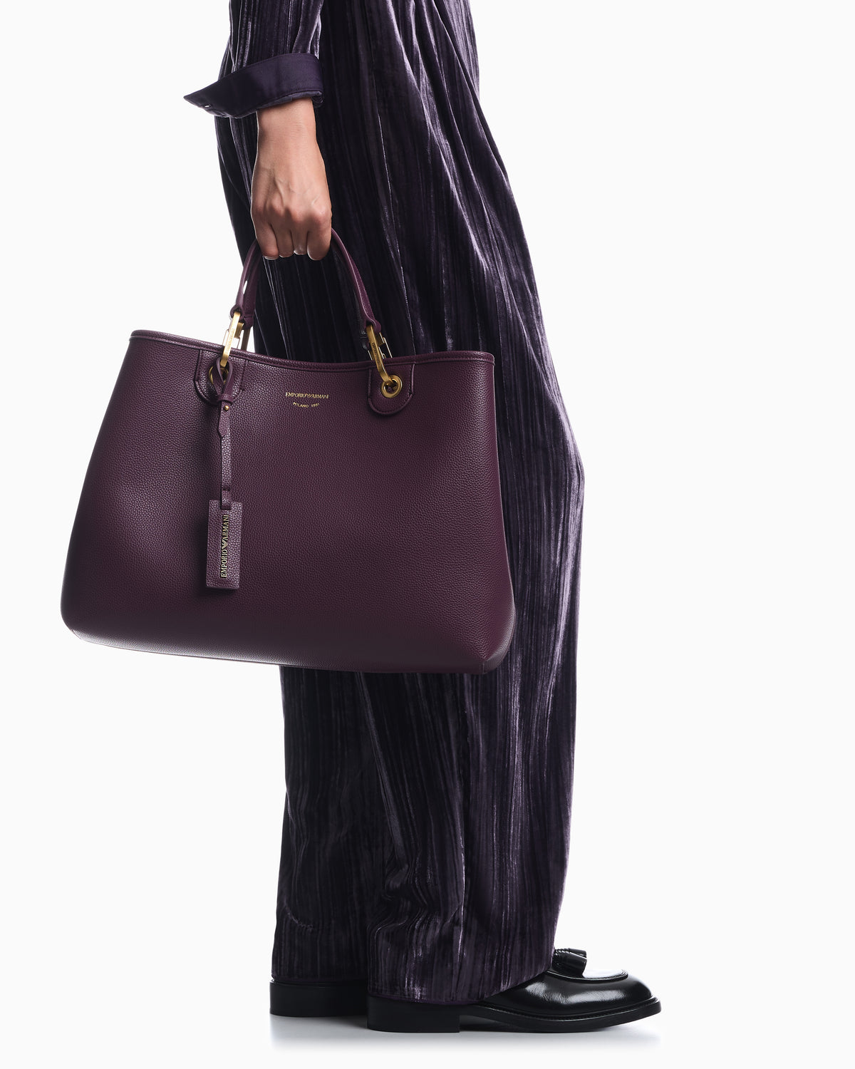Emporio Armani Shopping bag with a pebbled texture and dual top handles