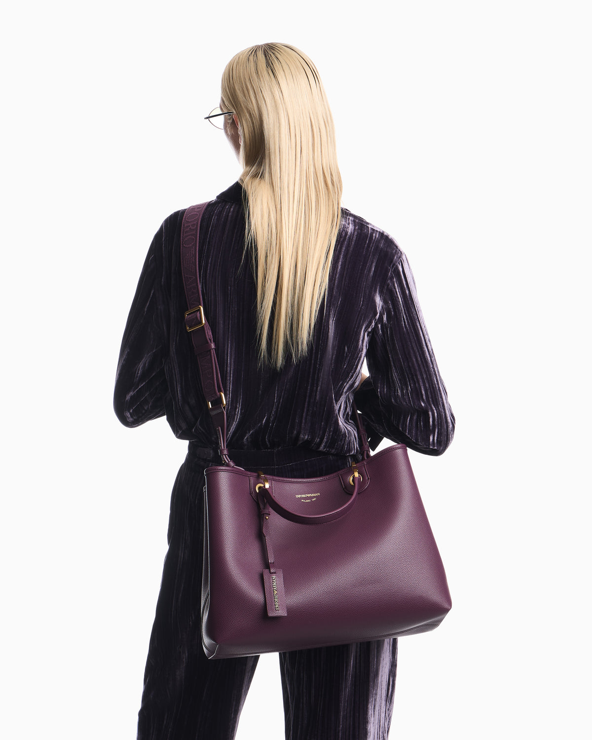 Emporio Armani Shopping bag with a pebbled texture and dual top handles