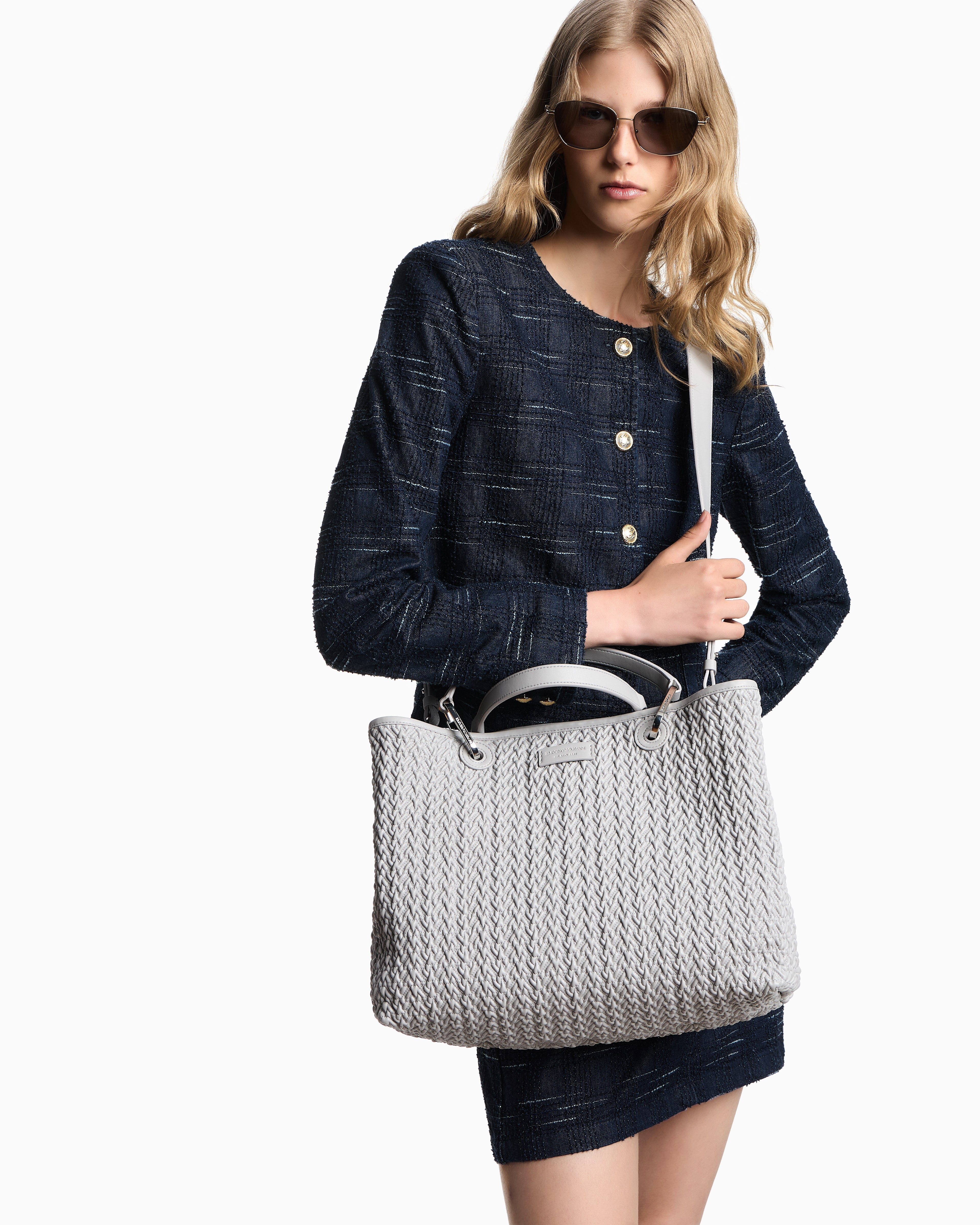 Emporio Armani Quilted-effect medium MyEA shopper bag