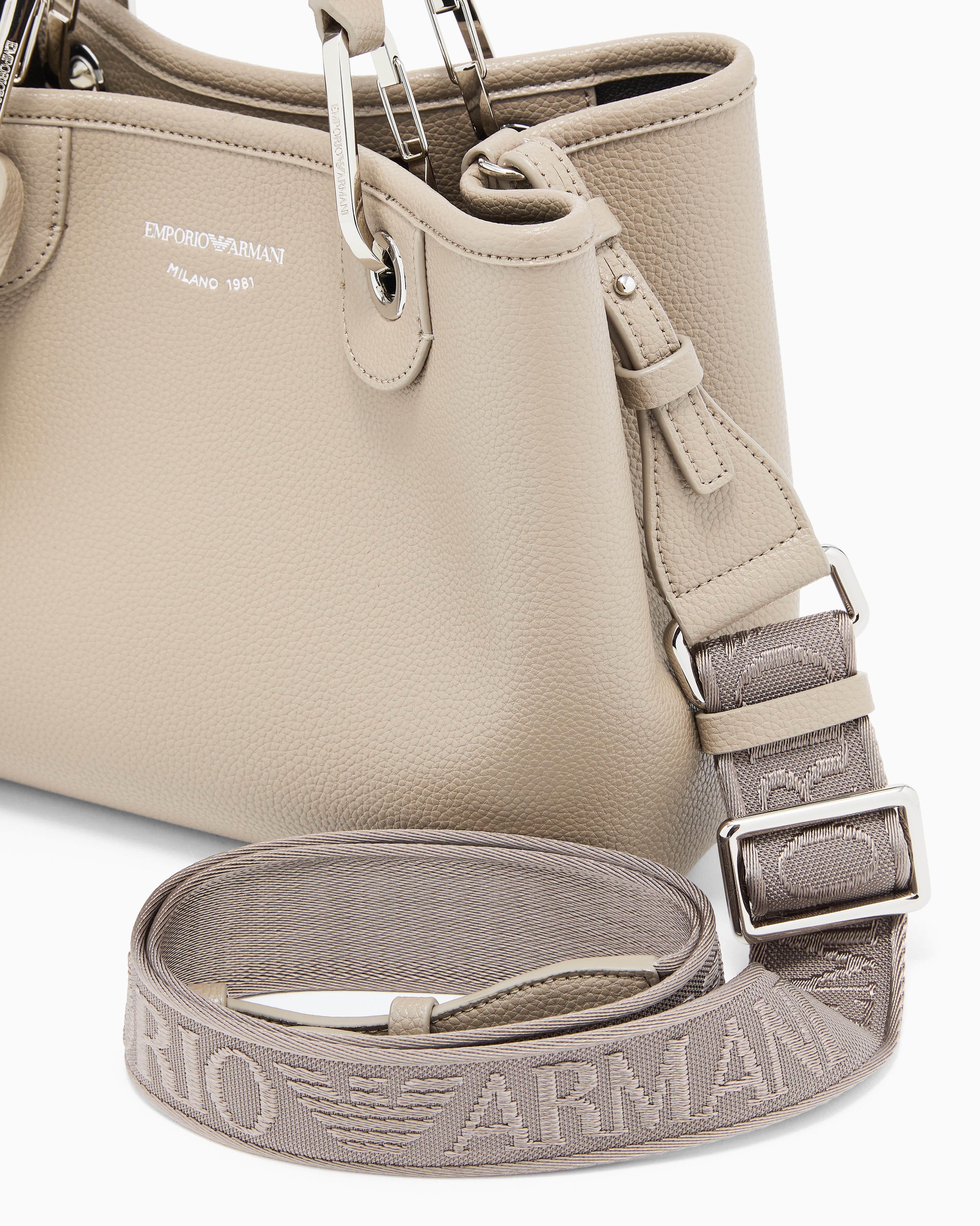Emporio Armani Shopping bag with pebbled finish and detachable strap