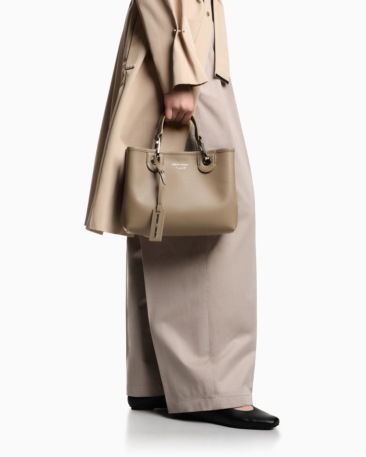 Emporio Armani Shopping bag with pebbled finish and detachable strap