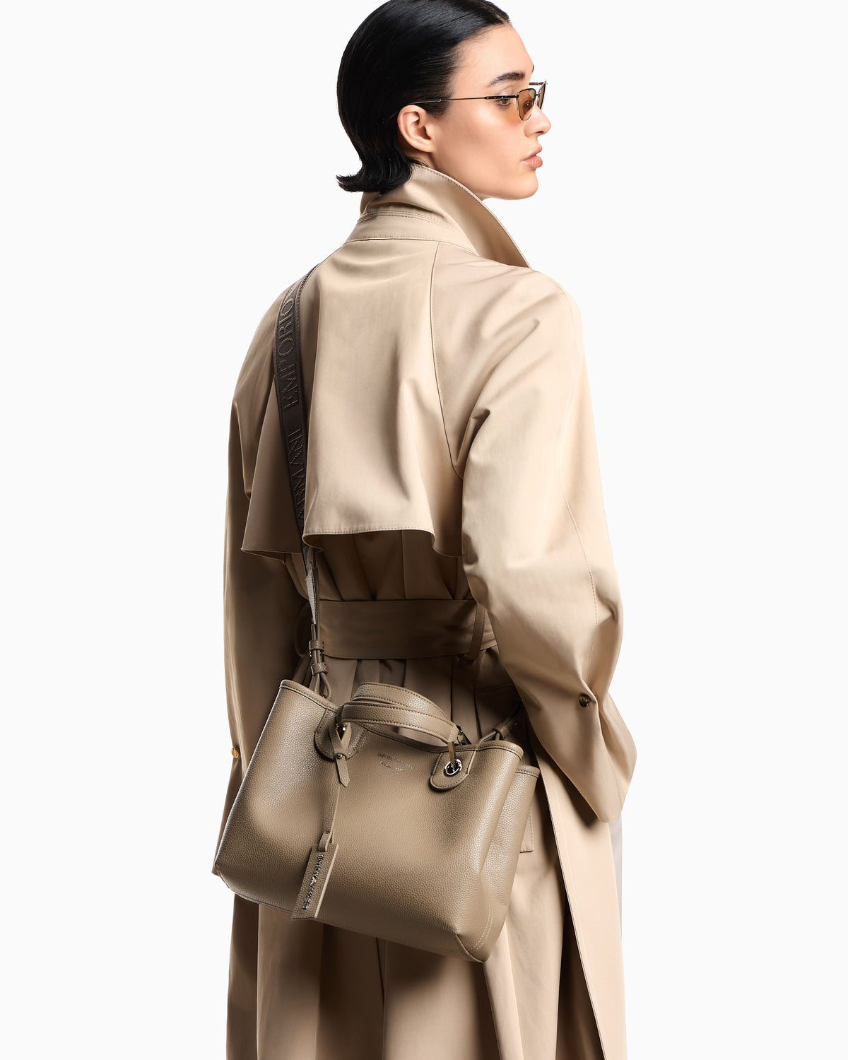 Emporio Armani Shopping bag with pebbled finish and detachable strap