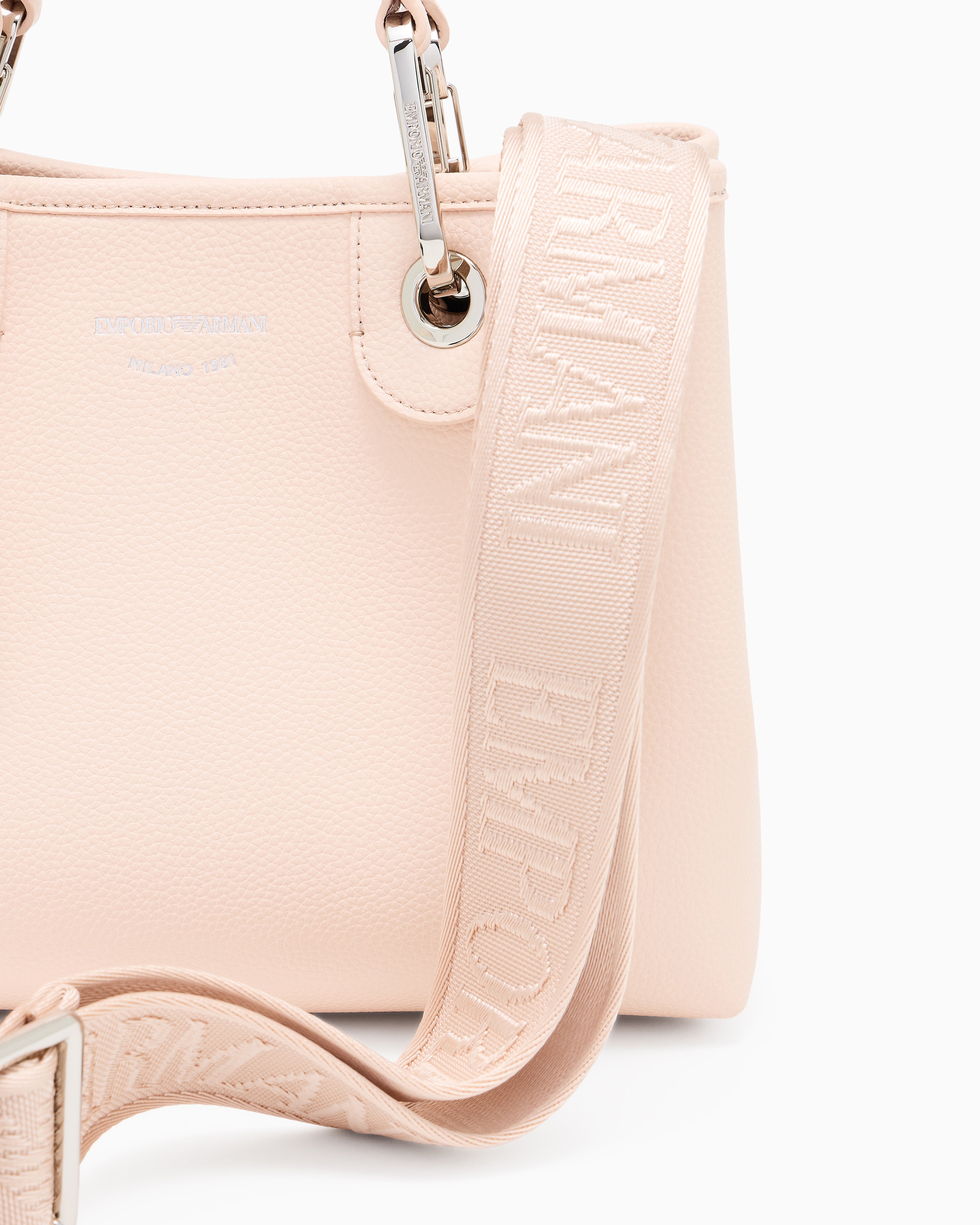 Emporio Armani Shopping bag with pebbled finish and detachable strap