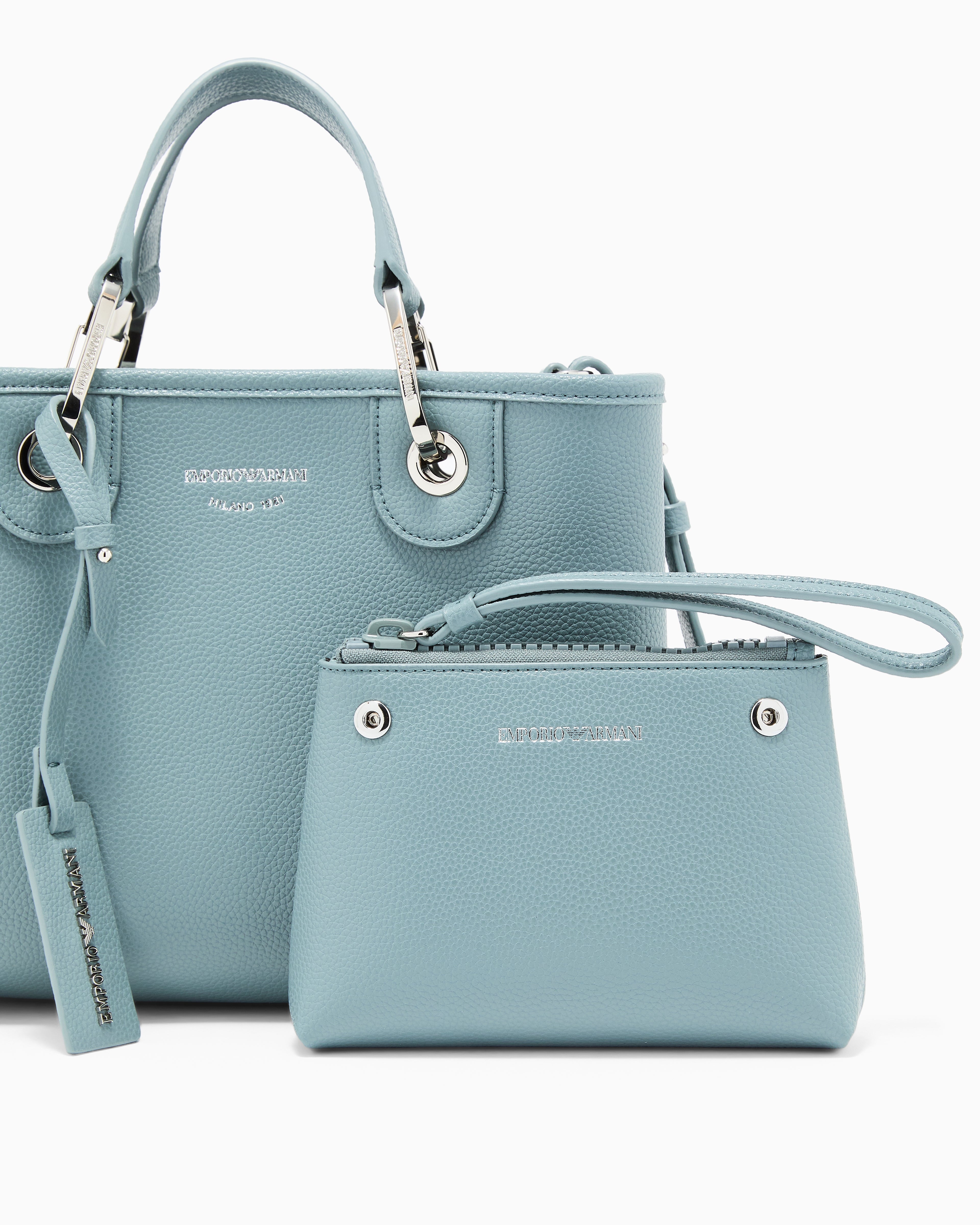 Emporio Armani Shopping bag with pebbled finish and detachable strap