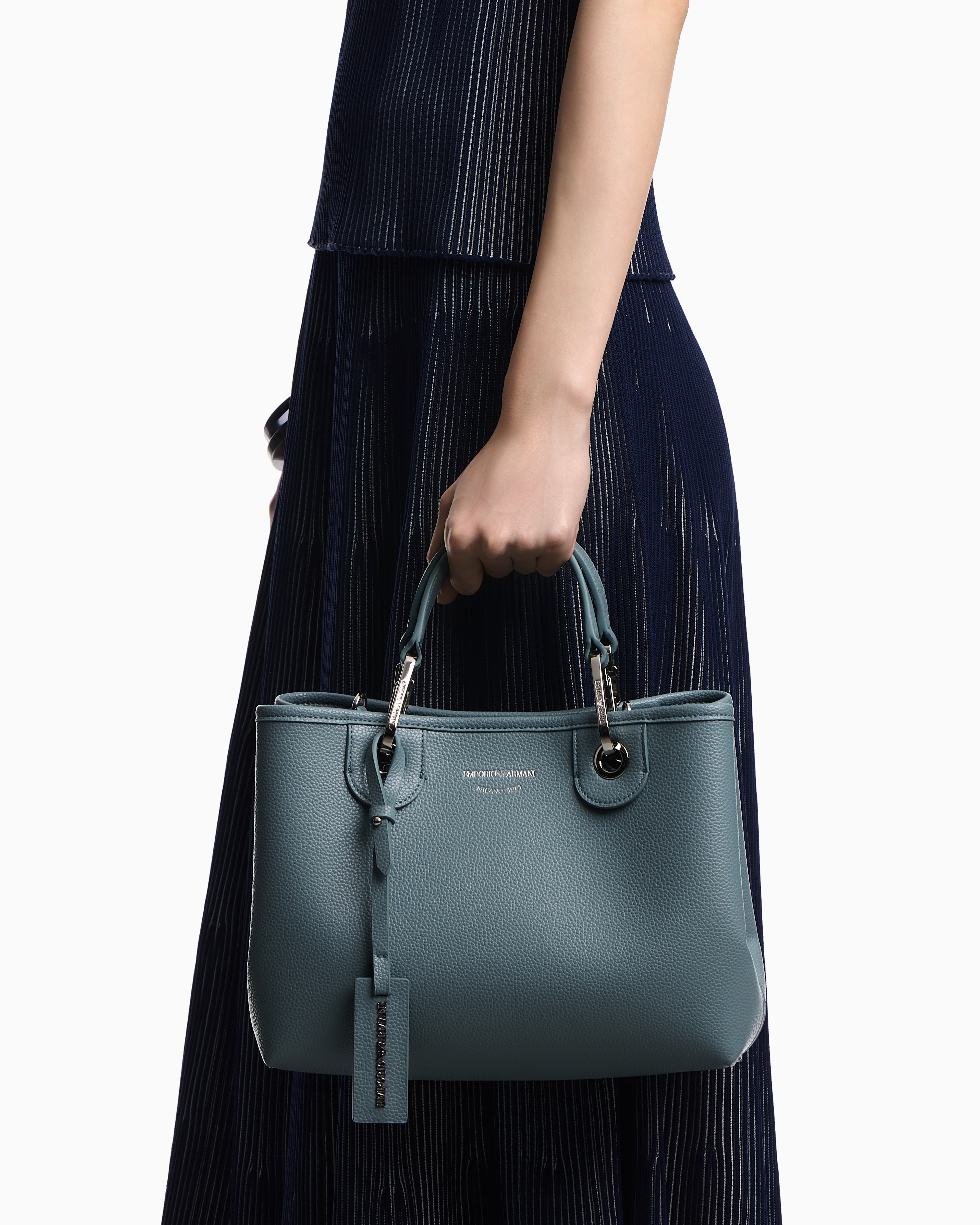 Emporio Armani Shopping bag with pebbled finish and detachable strap