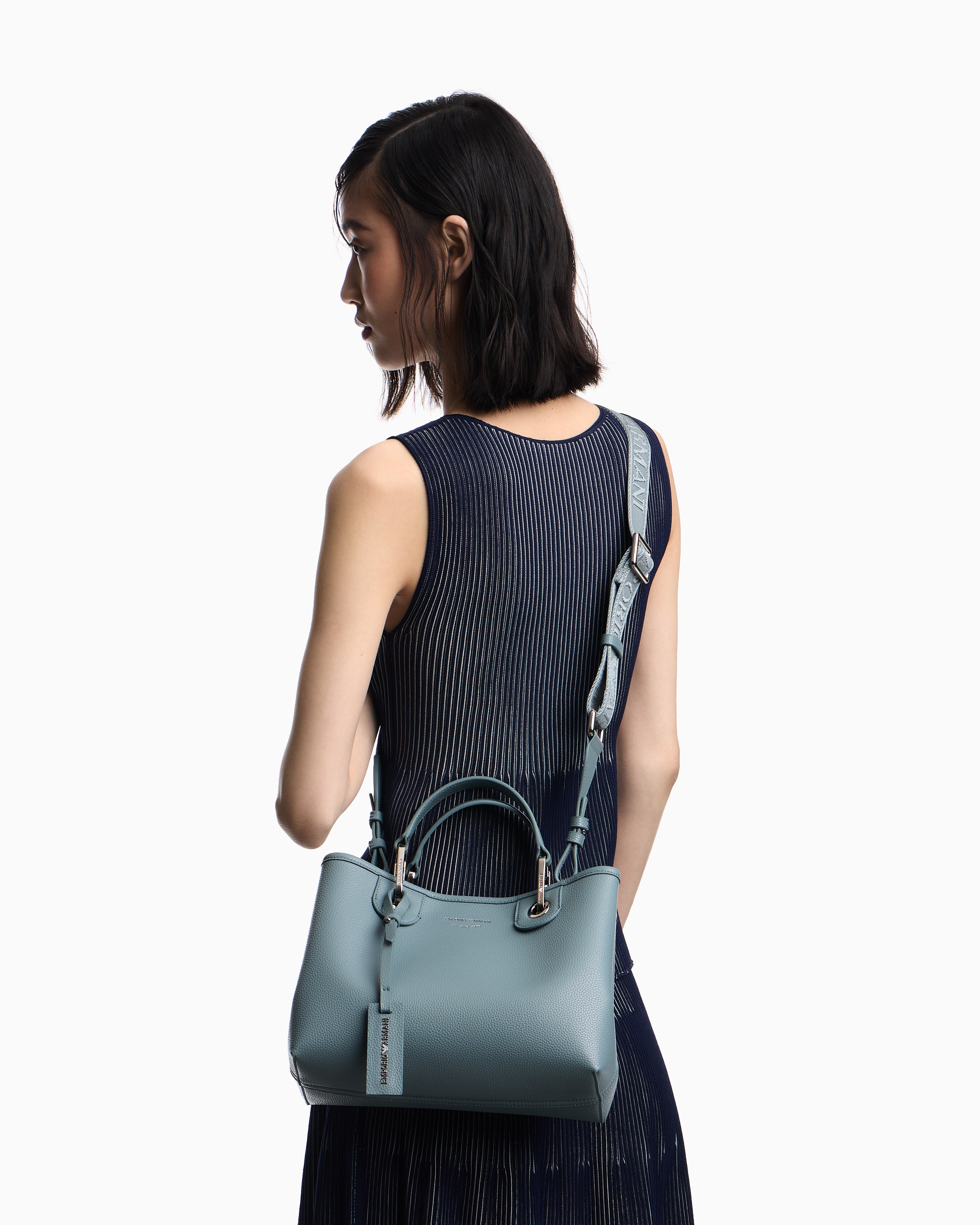 Emporio Armani Shopping bag with pebbled finish and detachable strap