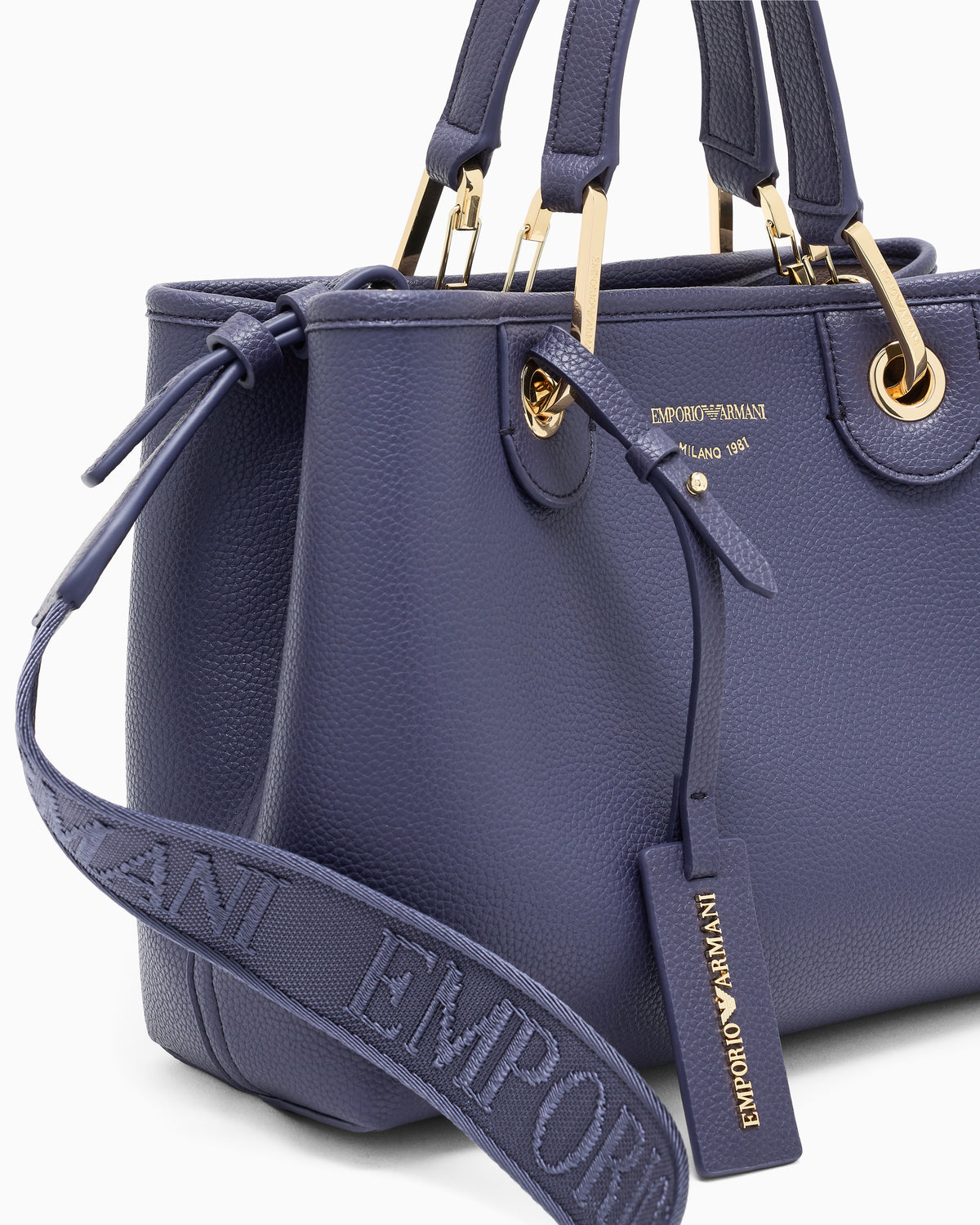 Emporio Armani Shopping bag with pebbled finish and detachable strap