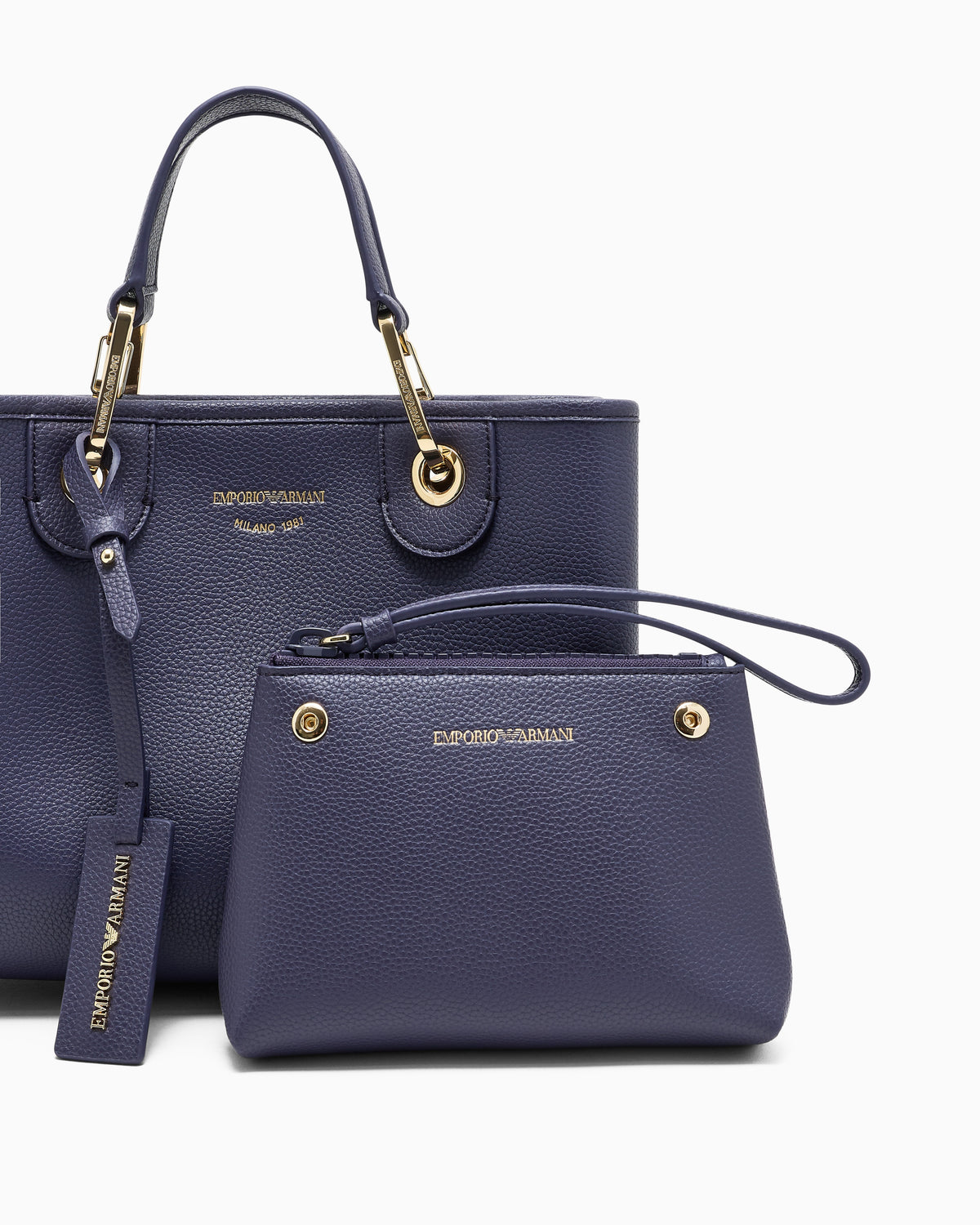 Emporio Armani Shopping bag with pebbled finish and detachable strap