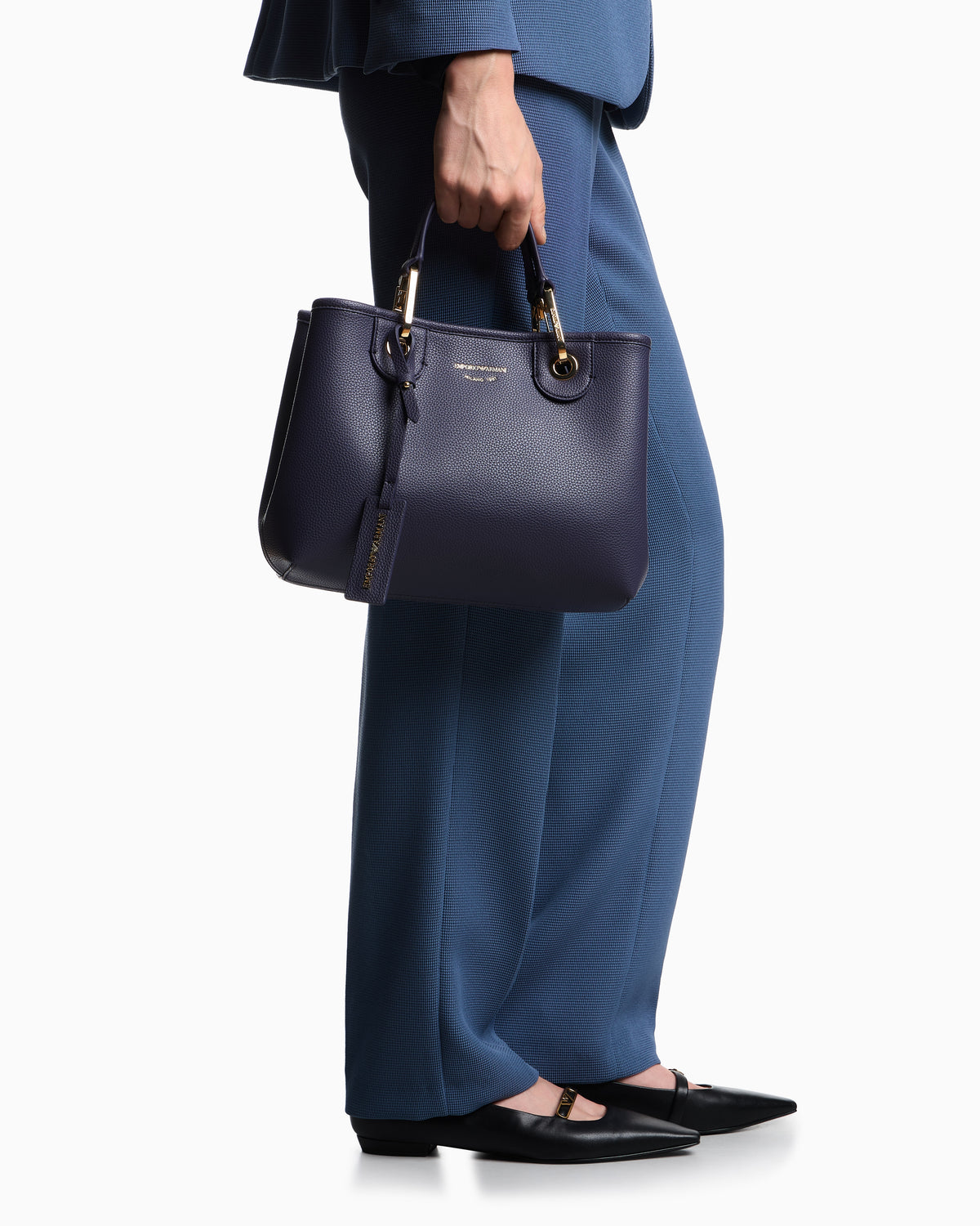 Emporio Armani Shopping bag with pebbled finish and detachable strap