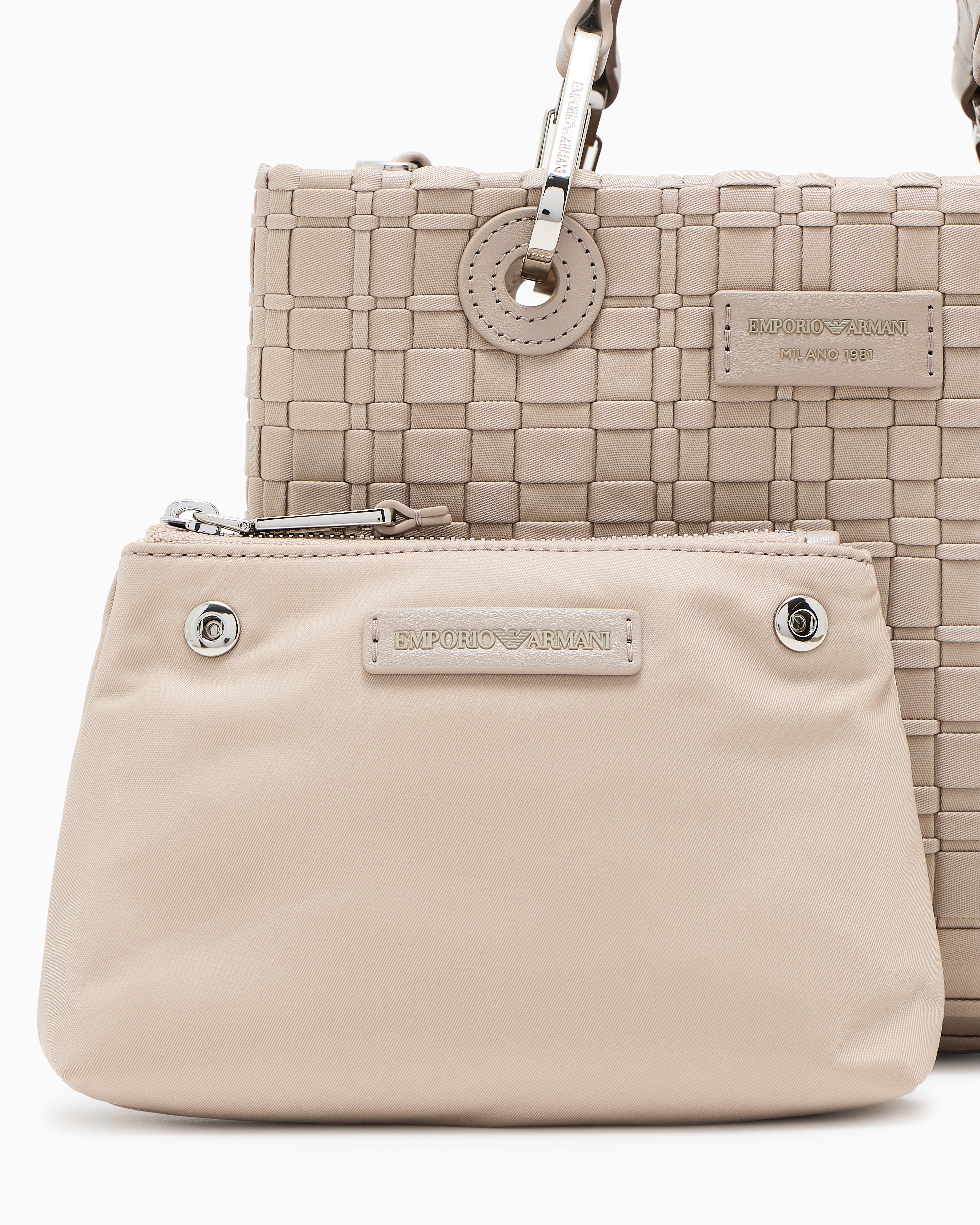 Emporio Armani MyEA small shopper bag in woven nylon