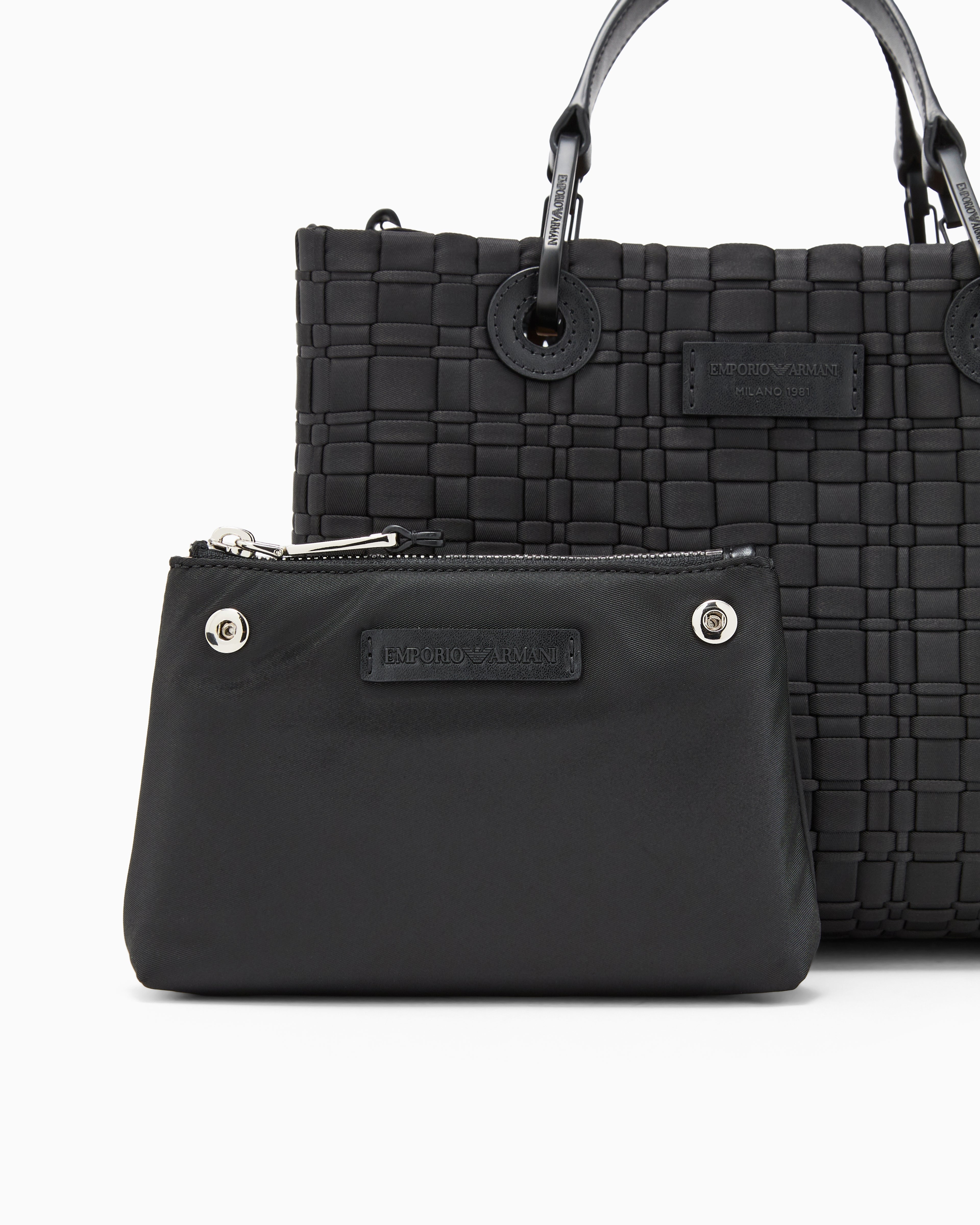 Emporio Armani MyEA small shopper bag in woven nylon