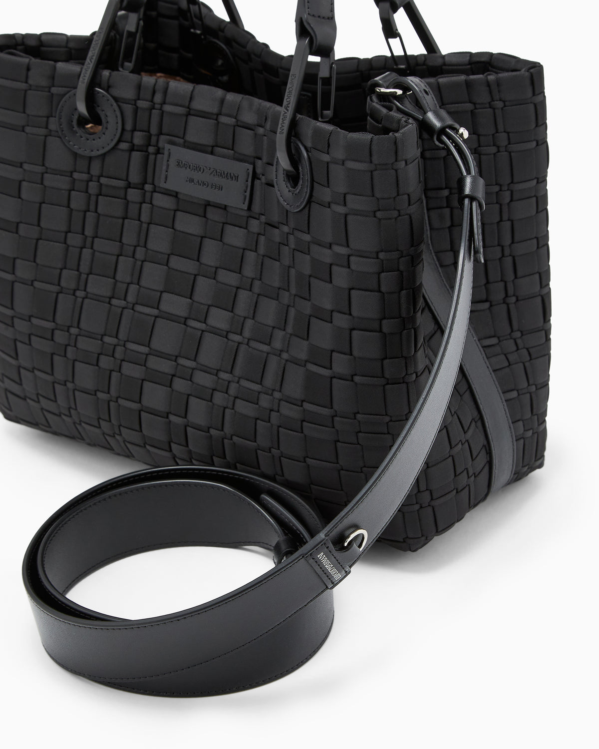 Emporio Armani MyEA small shopper bag in woven nylon