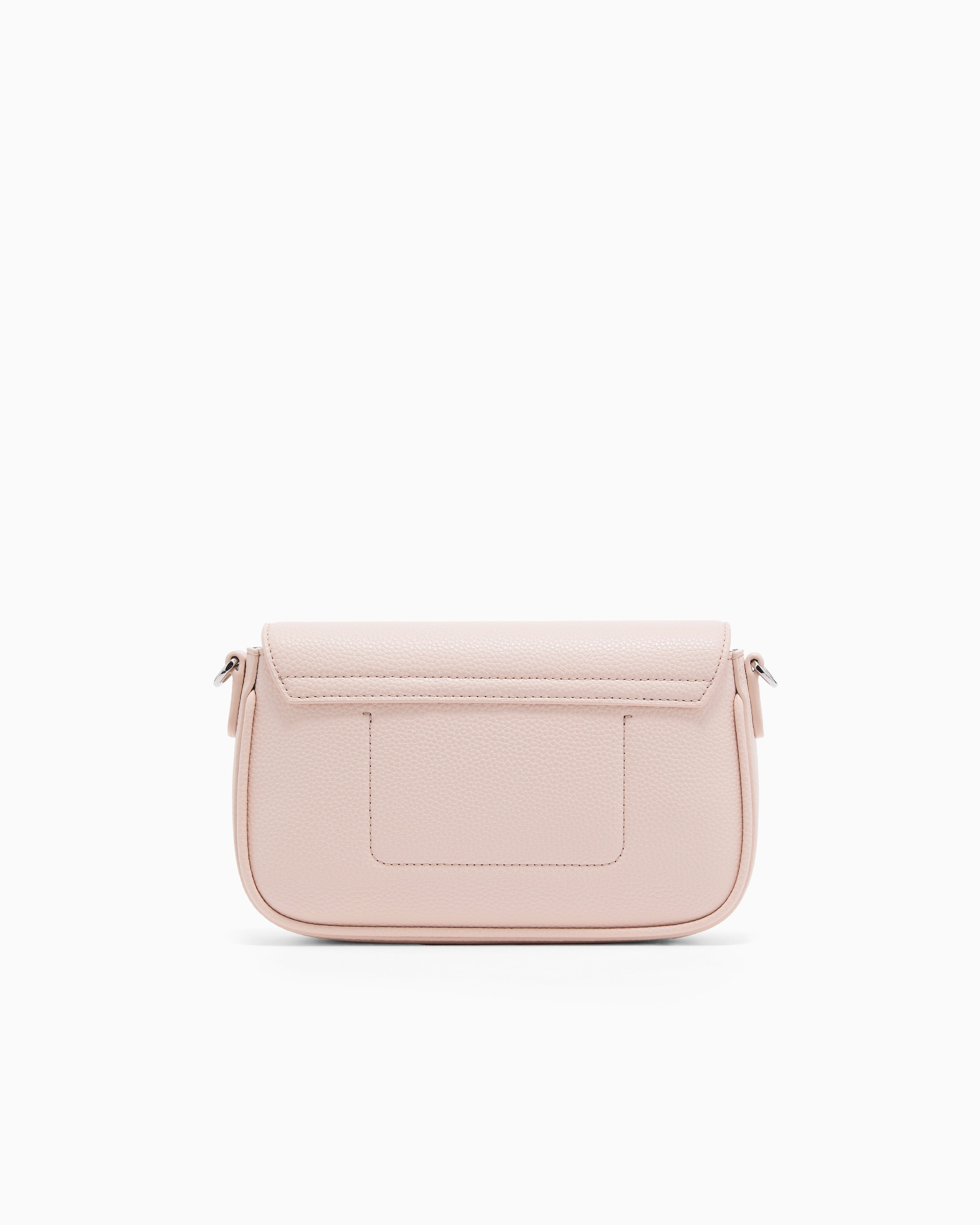 Emporio Armani Wallet on chain with pebbled texture and adjustable strap
