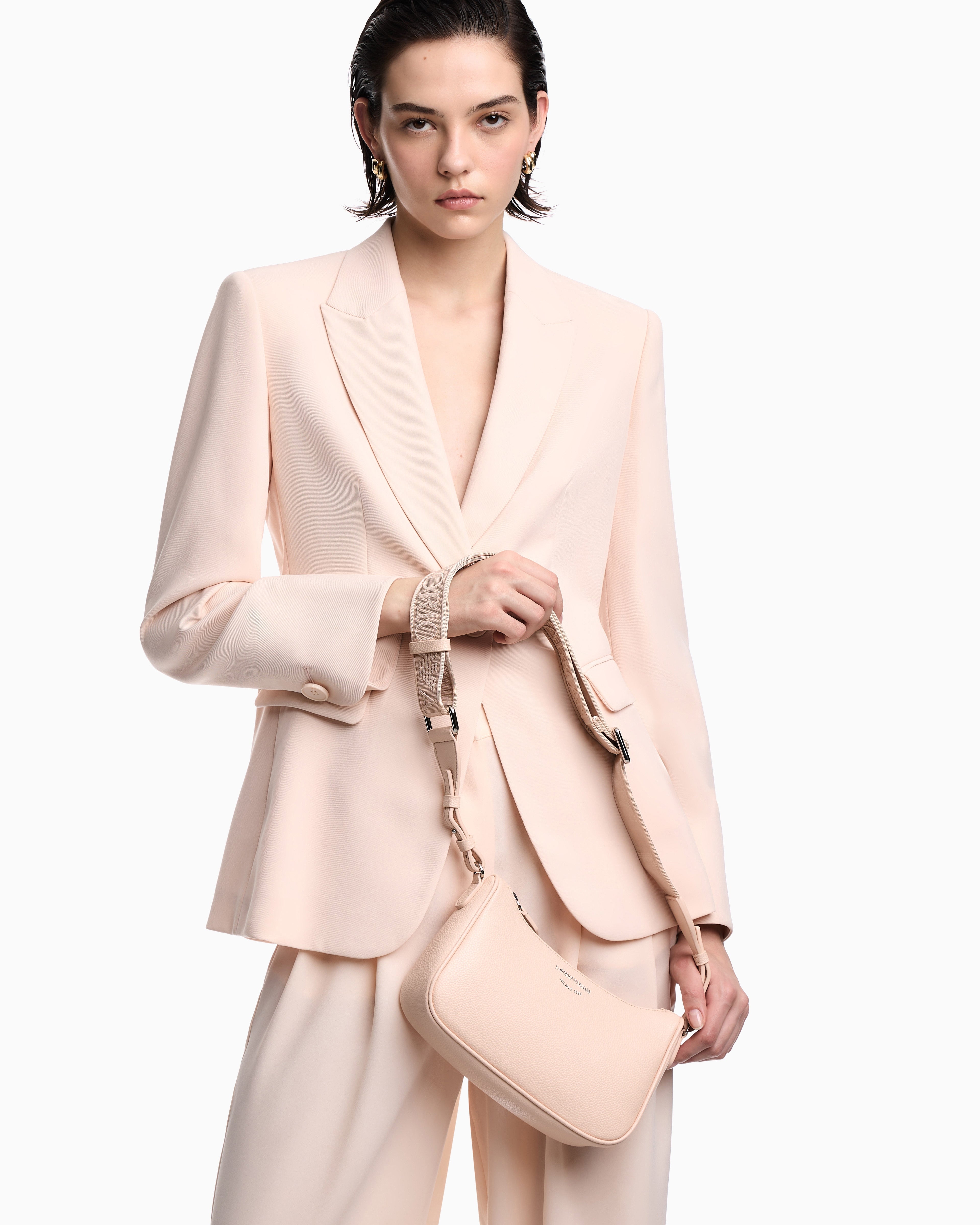 Emporio Armani Pebbled shoulder bag with a zip closure and adjustable strap