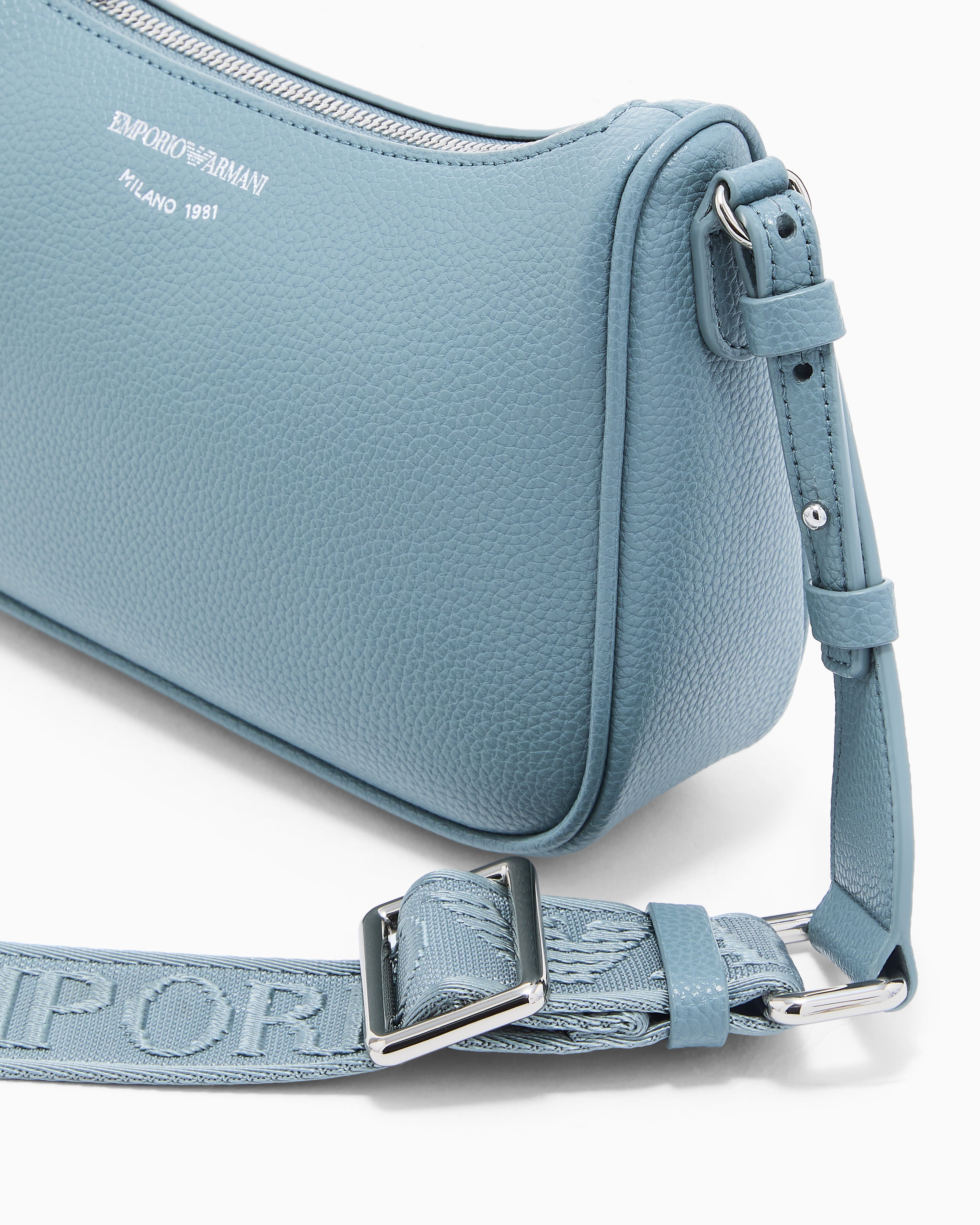Emporio Armani Pebbled shoulder bag with a zip closure and adjustable strap