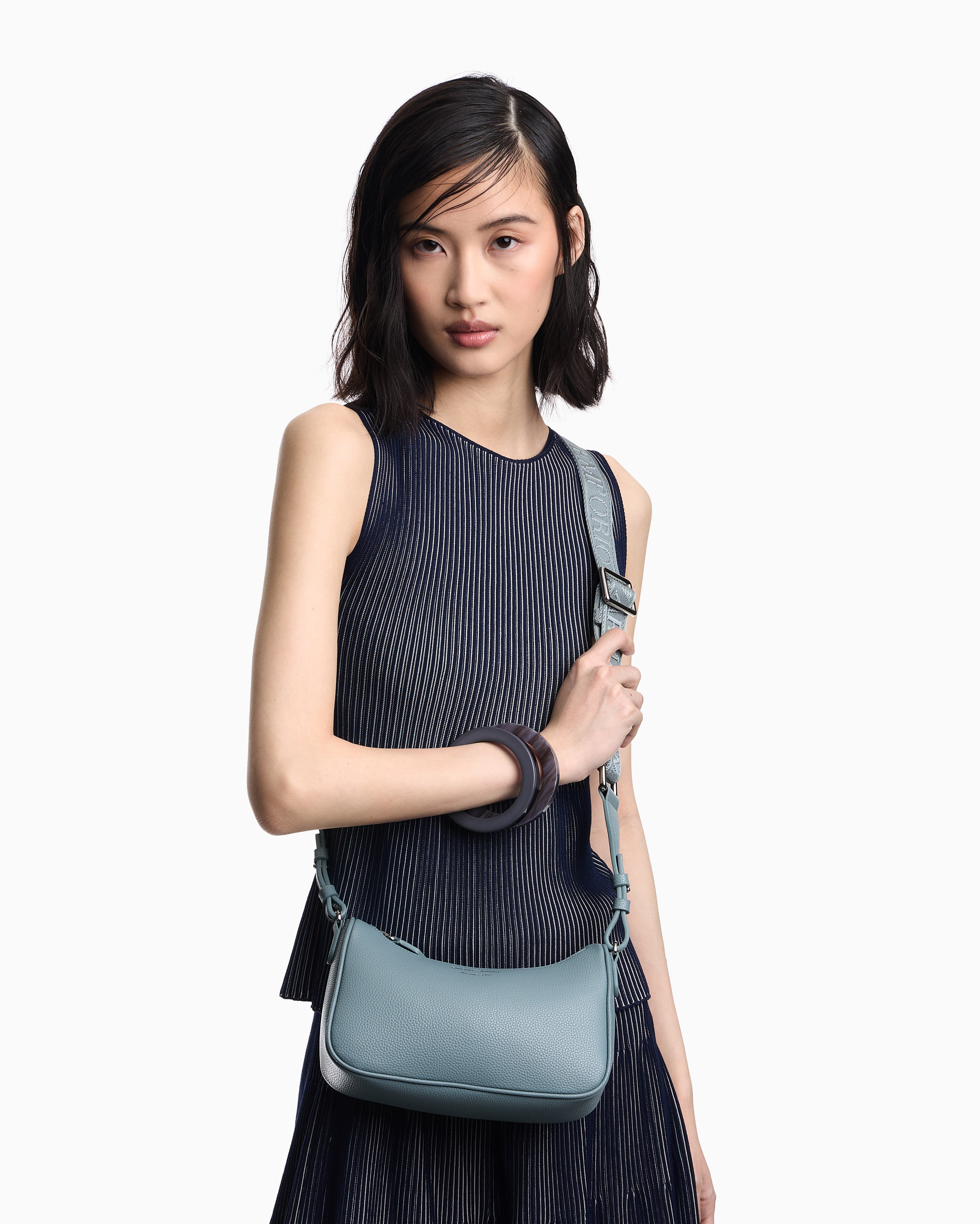 Emporio Armani Pebbled shoulder bag with a zip closure and adjustable strap