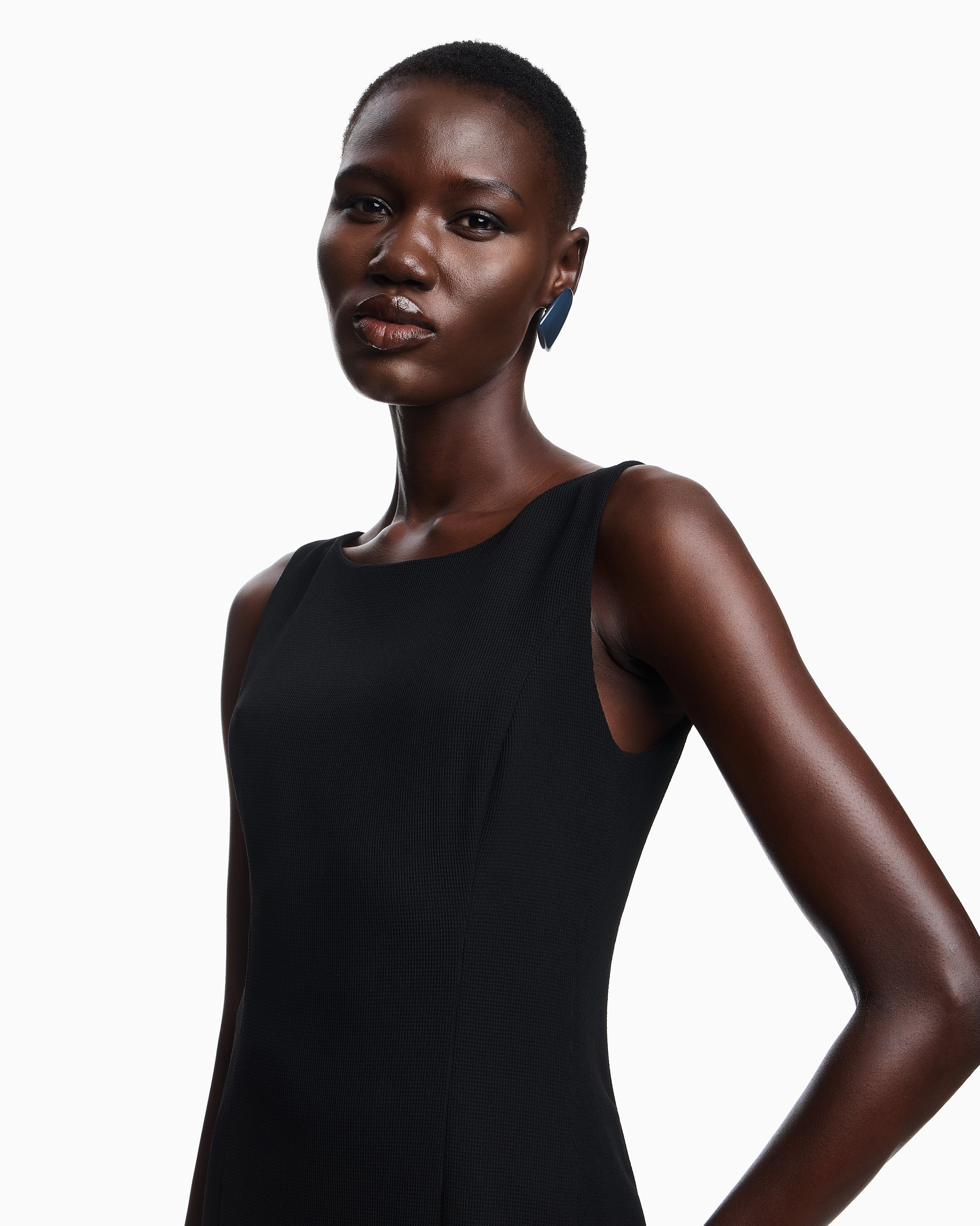 Emporio Armani Waffle-weave technical fabric sheath dress