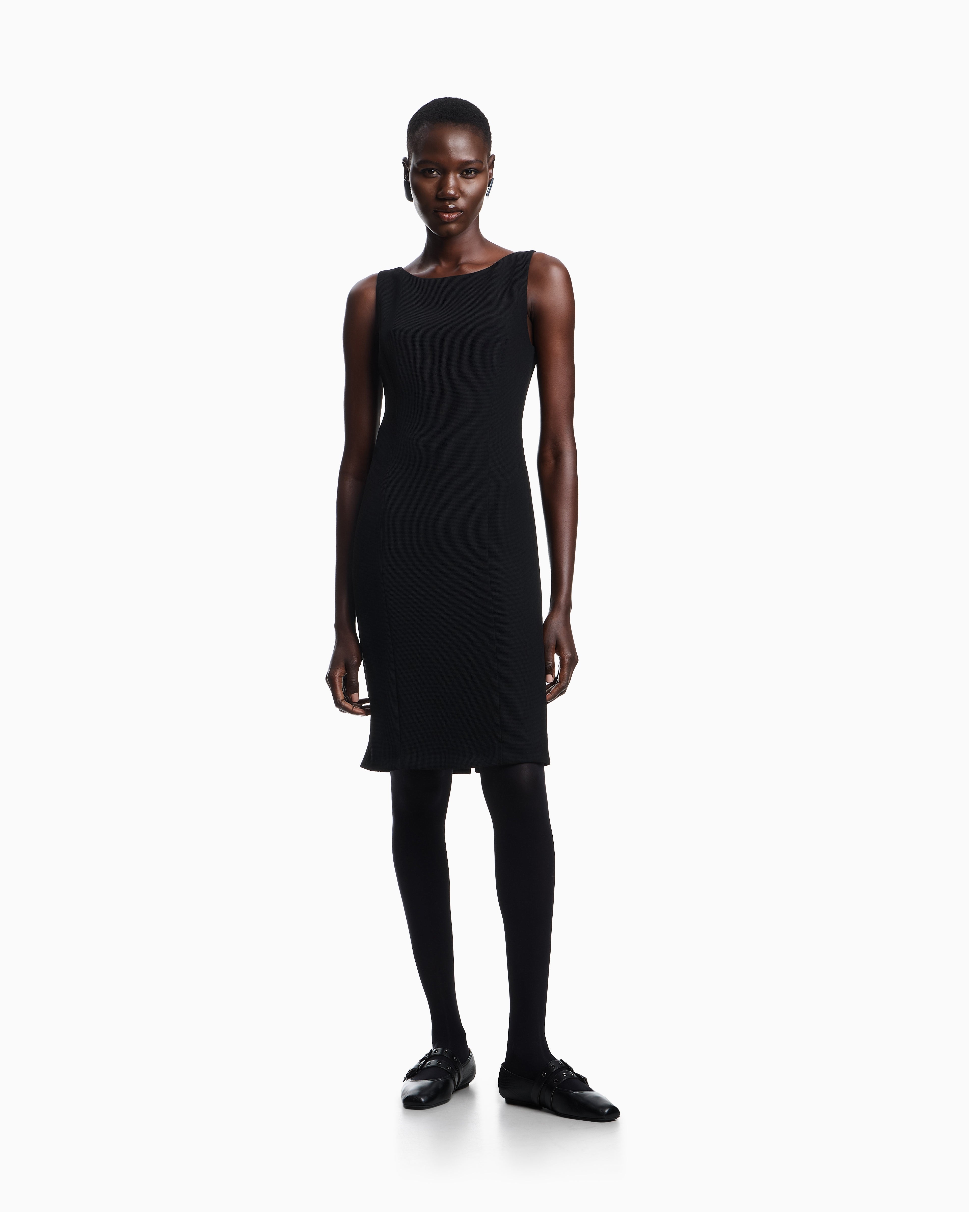 Emporio Armani Waffle-weave technical fabric sheath dress