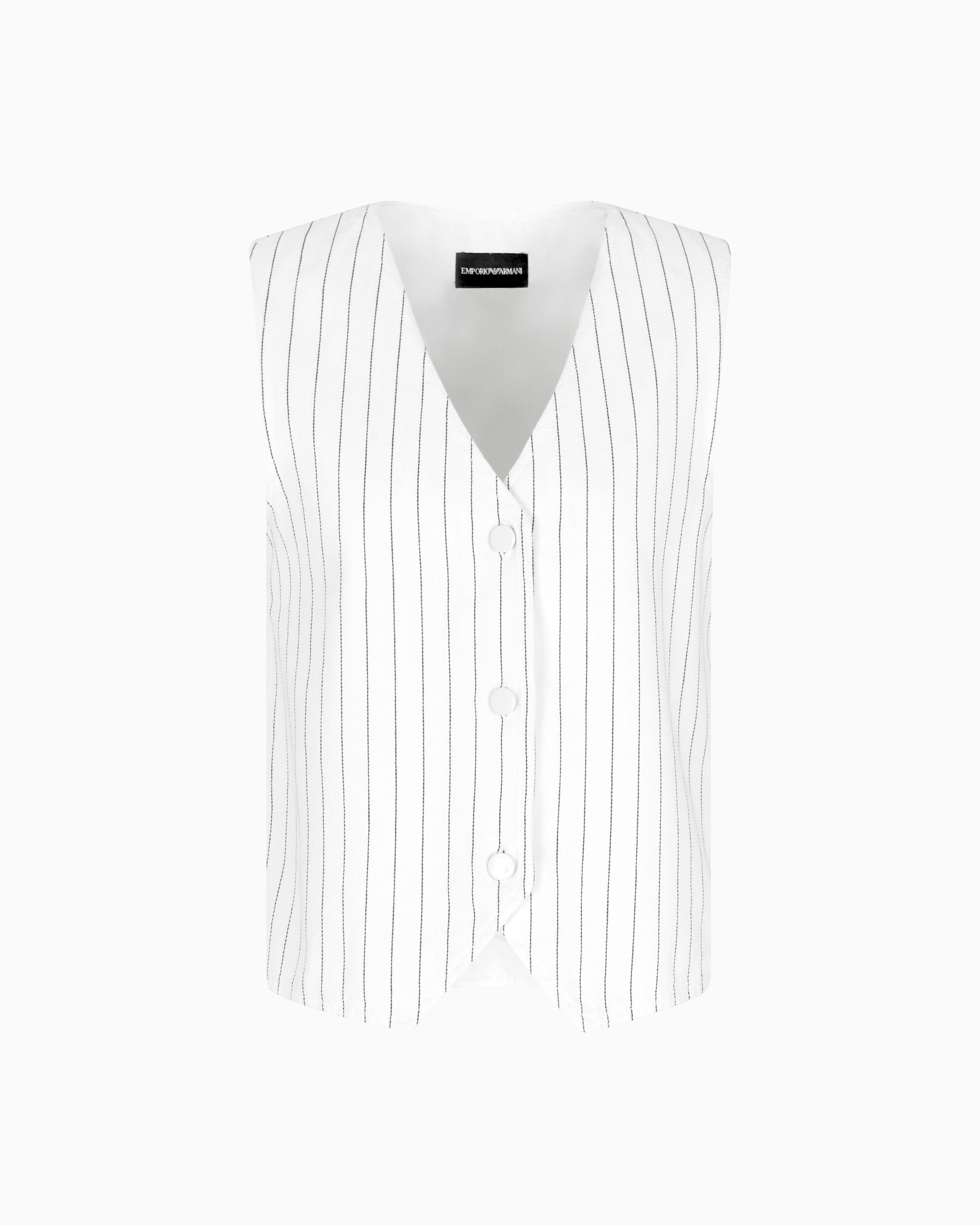 Emporio Armani Single-breasted waistcoat in garment-dyed striped bull
