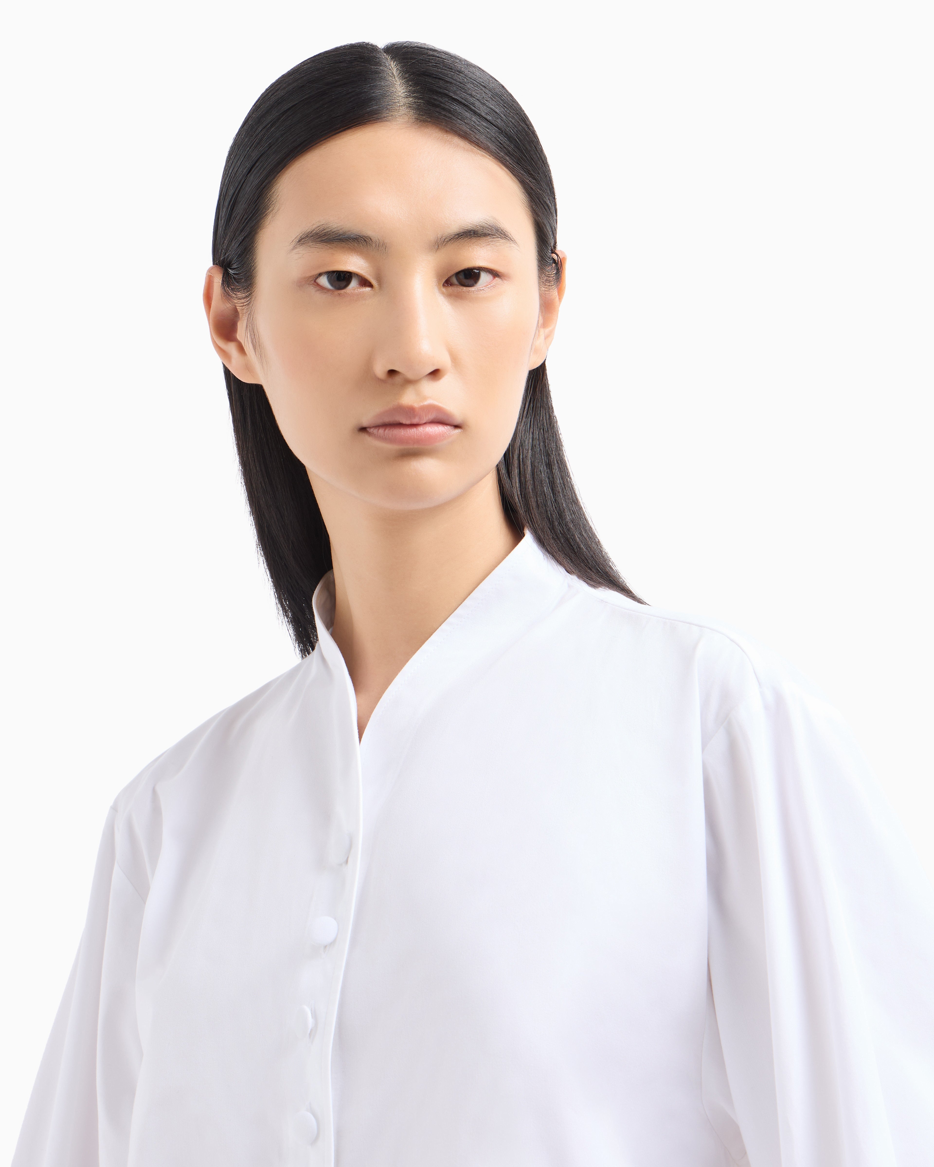 Emporio Armani Brushed cotton shirt with shaped hem
