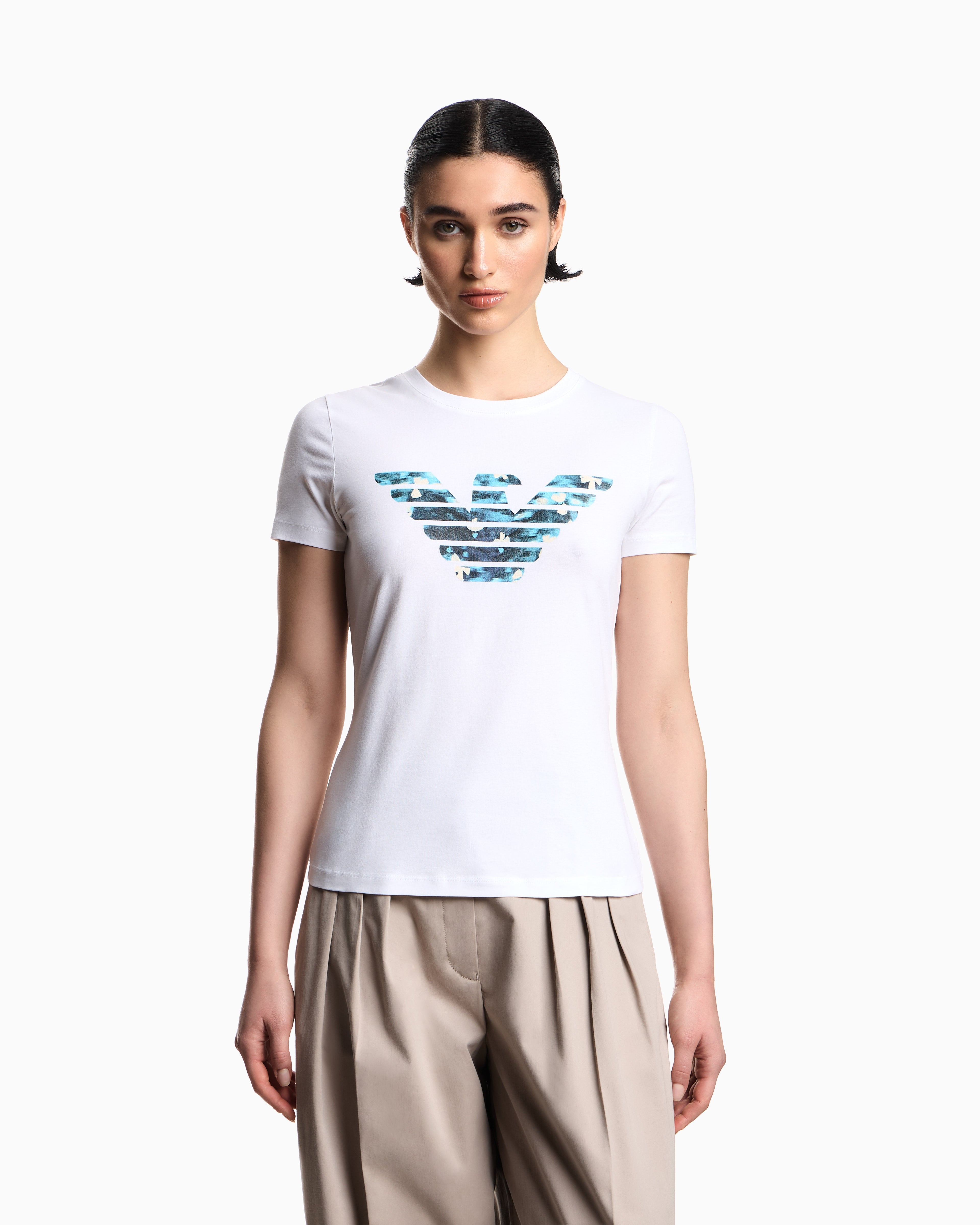 Emporio Armani T-shirt regular fit in lightweight stretch cotton jersey