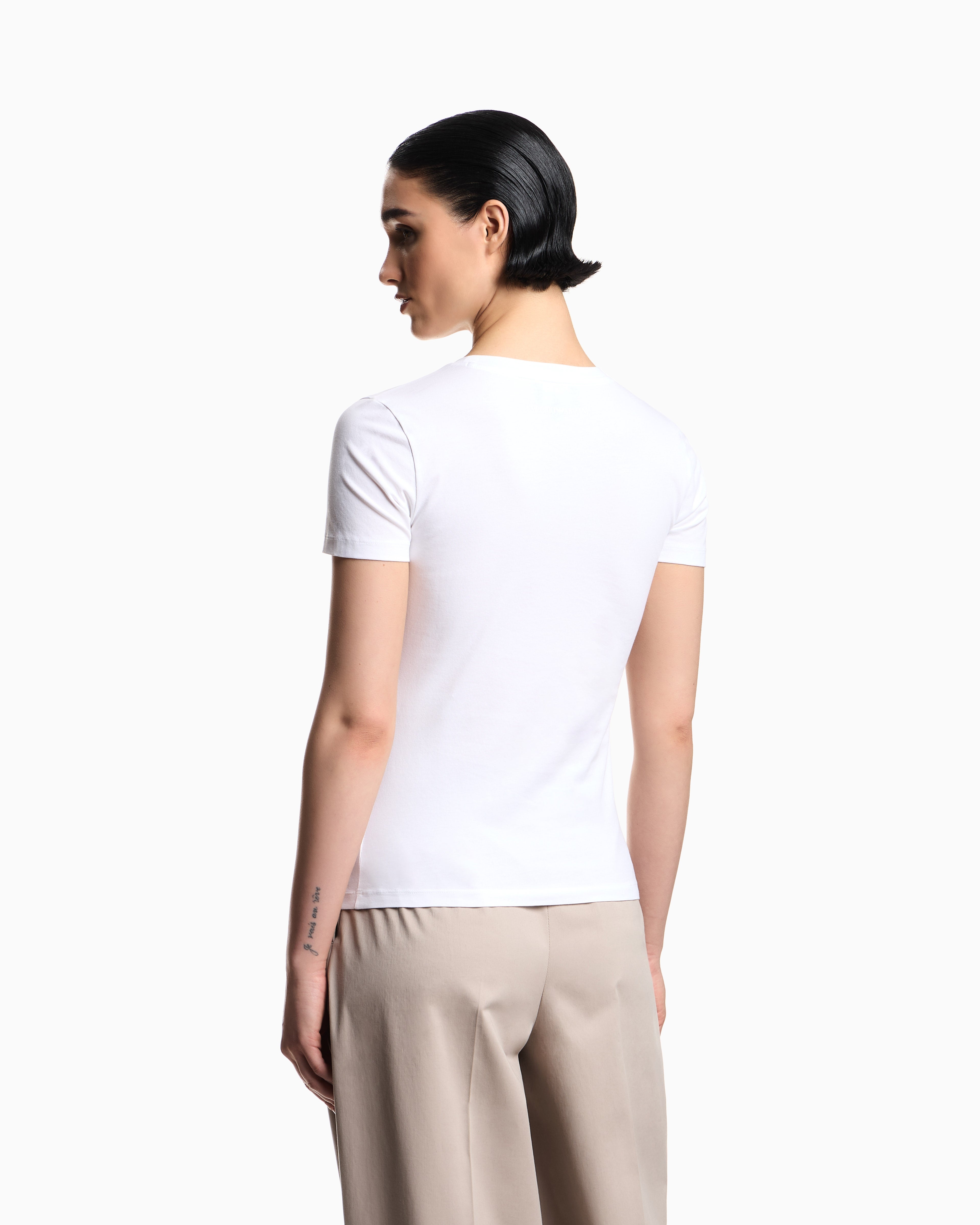 Emporio Armani T-shirt regular fit in lightweight stretch cotton jersey