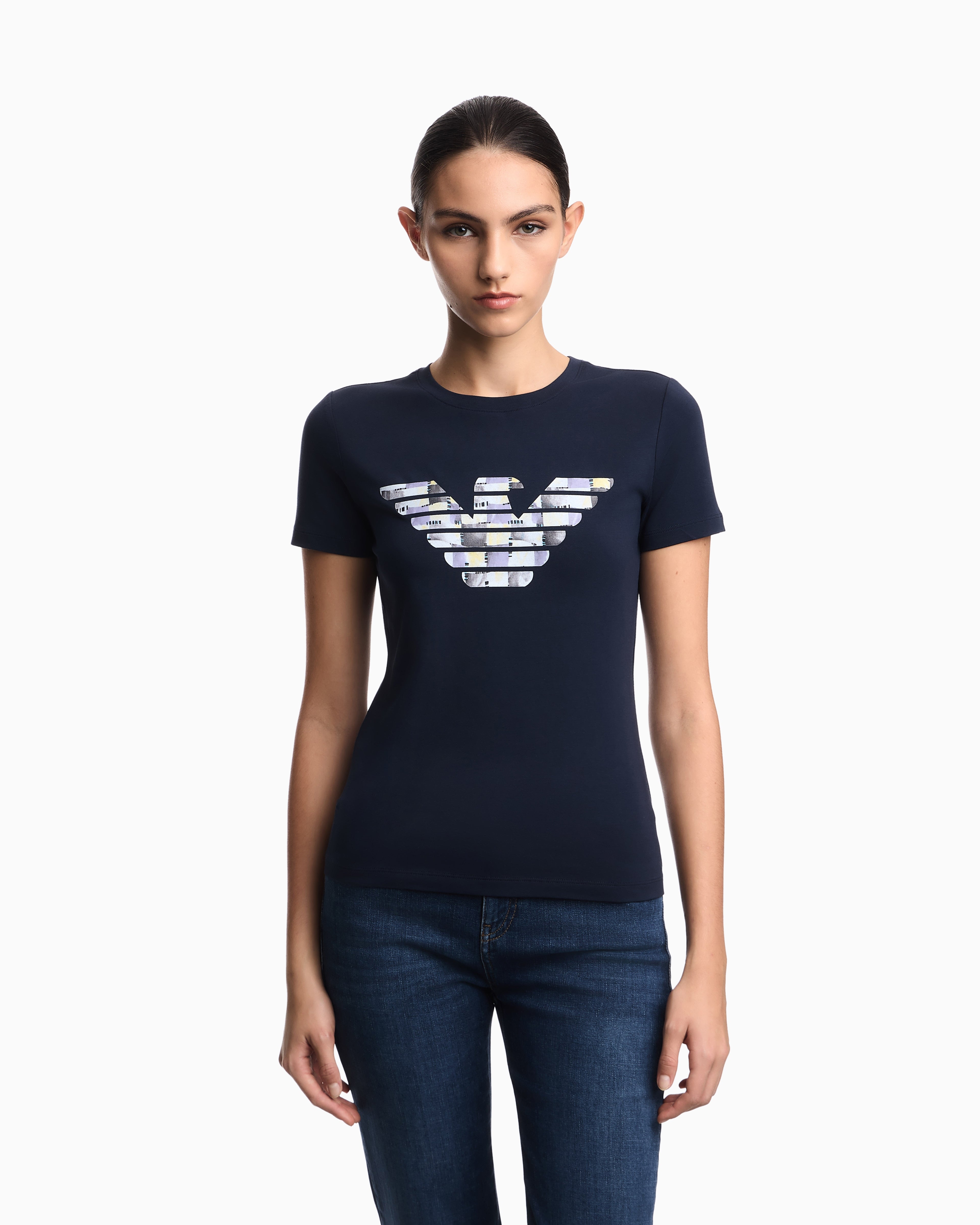 Emporio Armani T-shirt regular fit in lightweight stretch cotton jersey