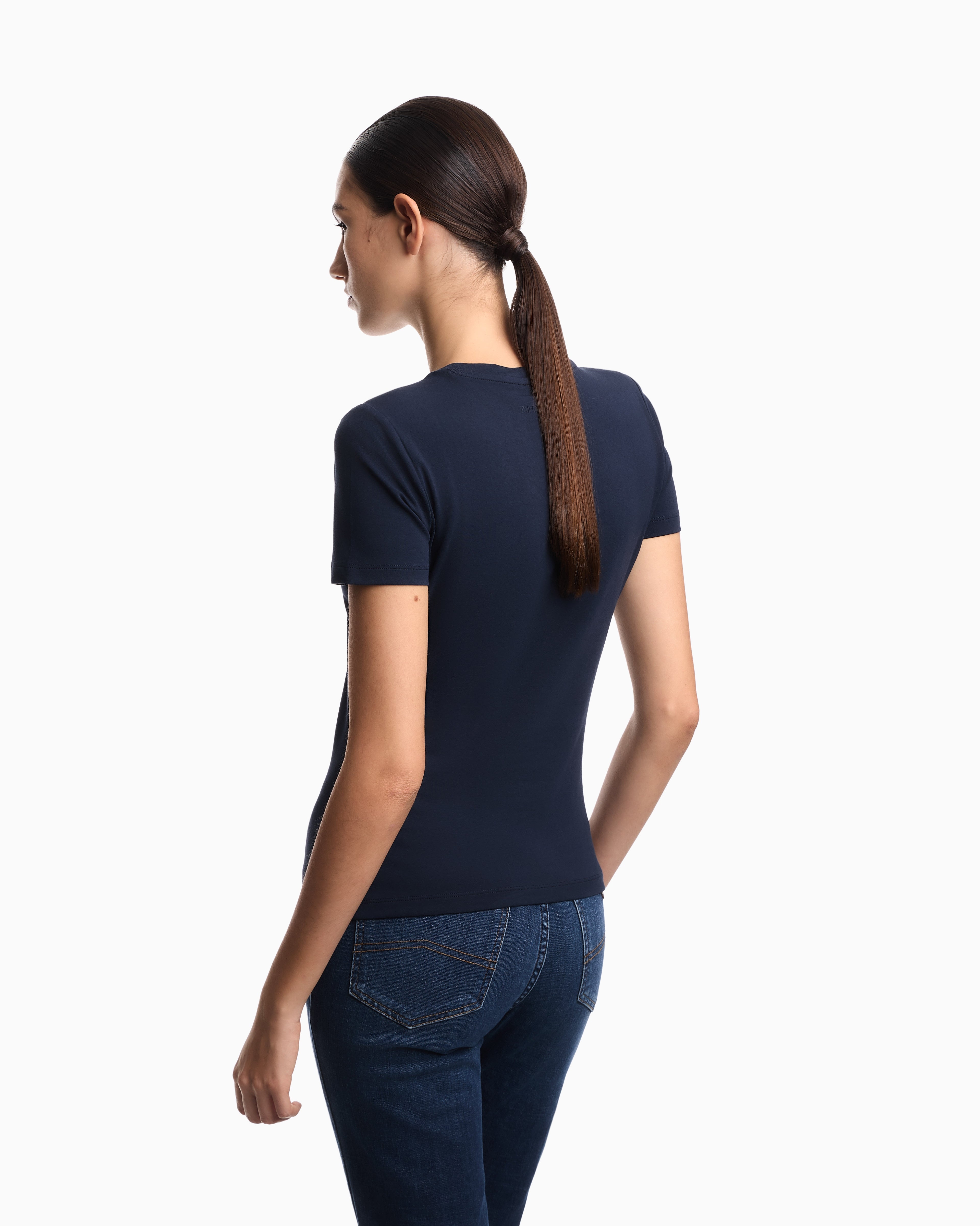 Emporio Armani T-shirt regular fit in lightweight stretch cotton jersey