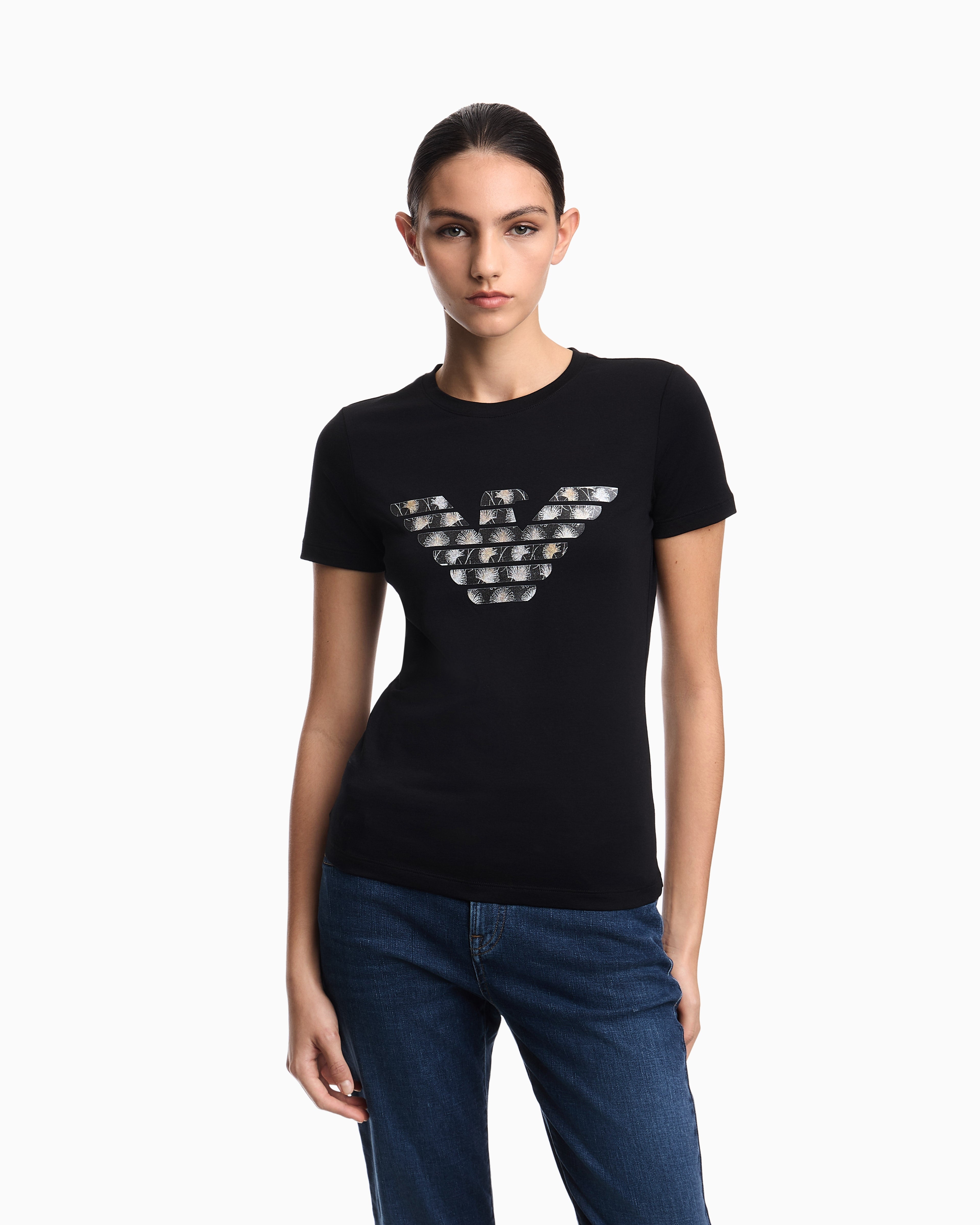 Emporio Armani T-shirt regular fit in lightweight stretch cotton jersey