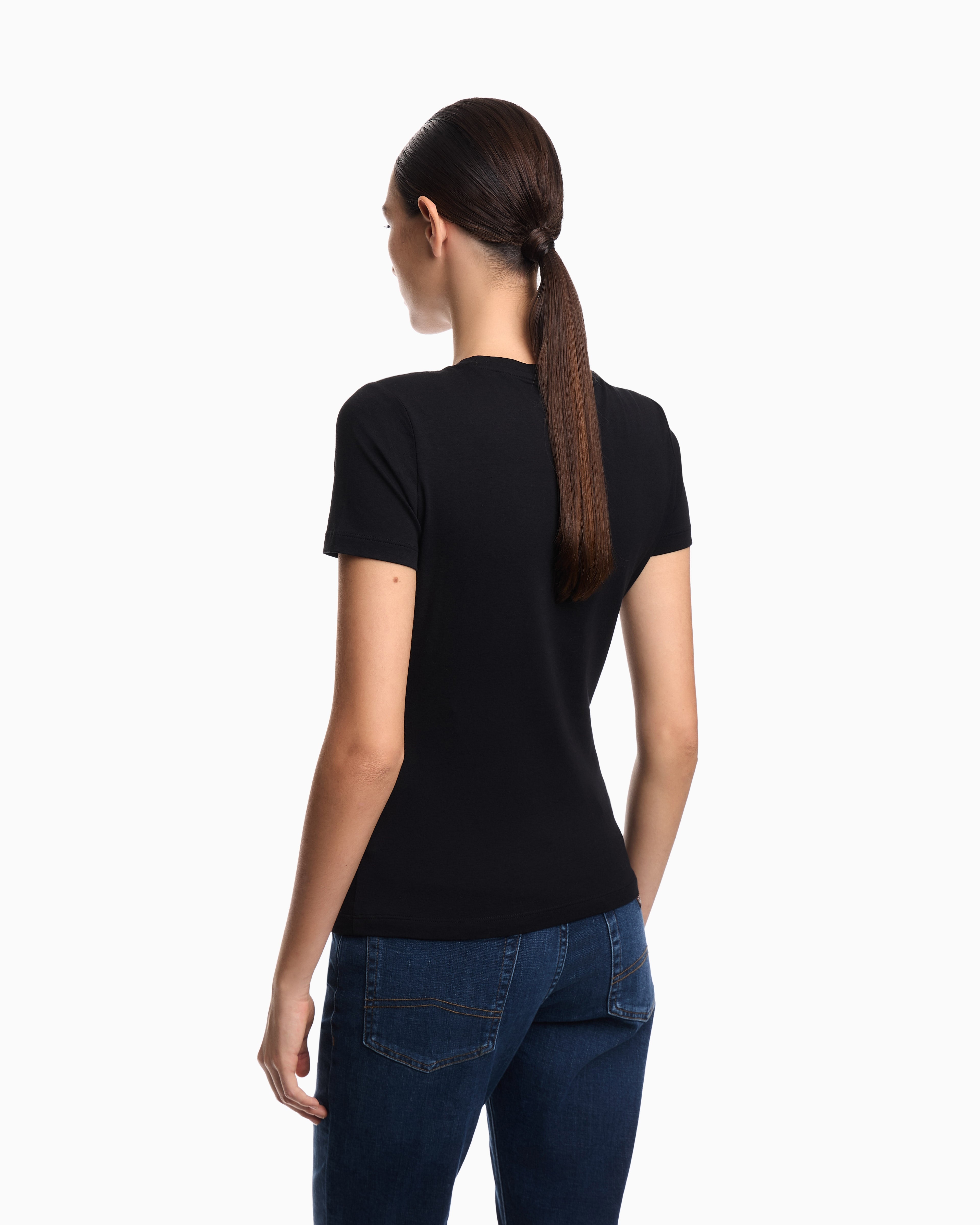 Emporio Armani T-shirt regular fit in lightweight stretch cotton jersey